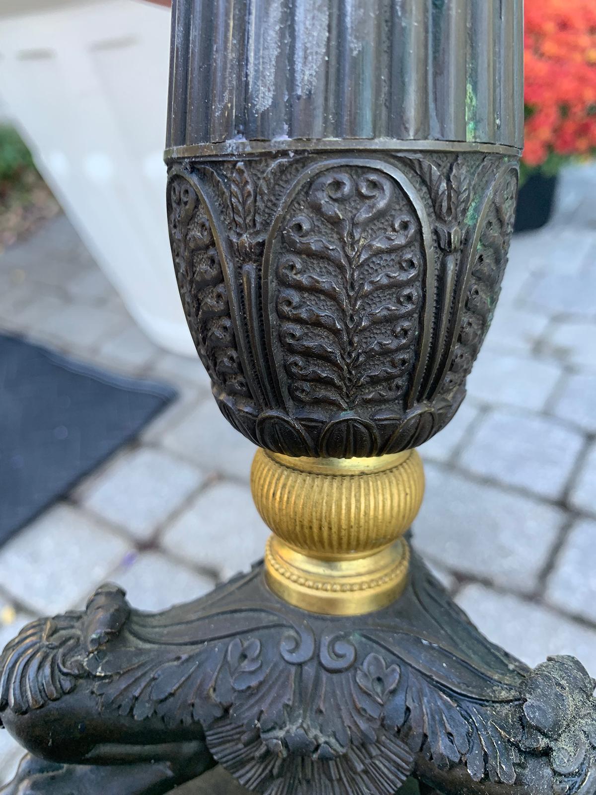 Pair of 19th Century Bronze Empire Candelabras as Lamps, Provenance Nehwal In Good Condition In Atlanta, GA