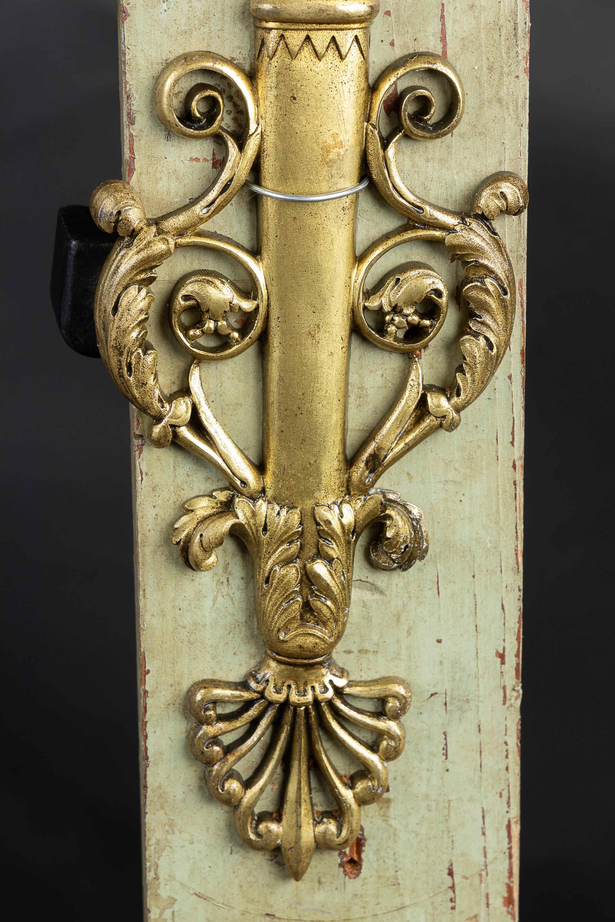 French Pair of 19th Century Bronze Empire Sconces with Torch and Eagle Heads For Sale
