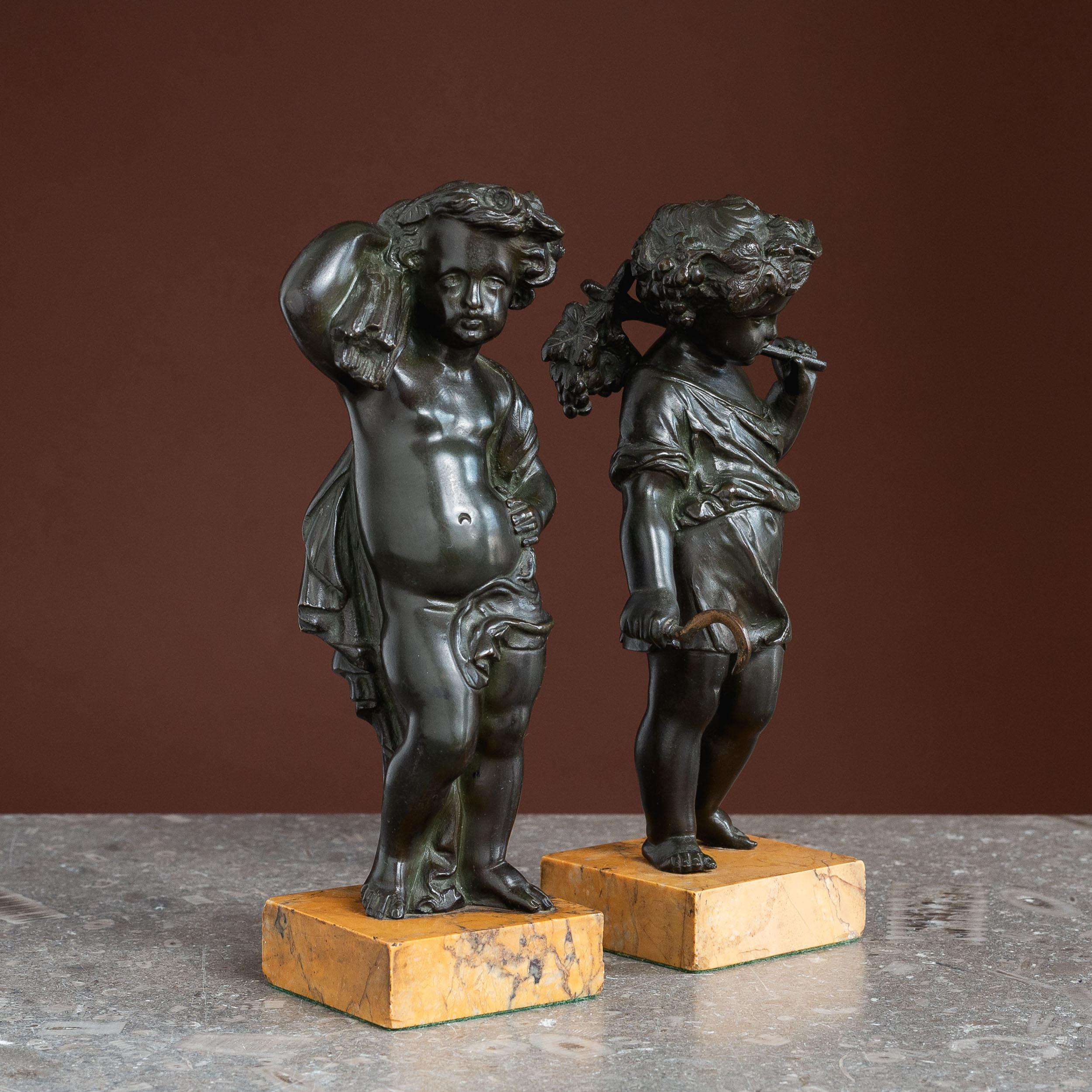 Coppia di figure in bronzo del XIX secolo che rappresentano il raccolto e l'abbondanza in vendita 2