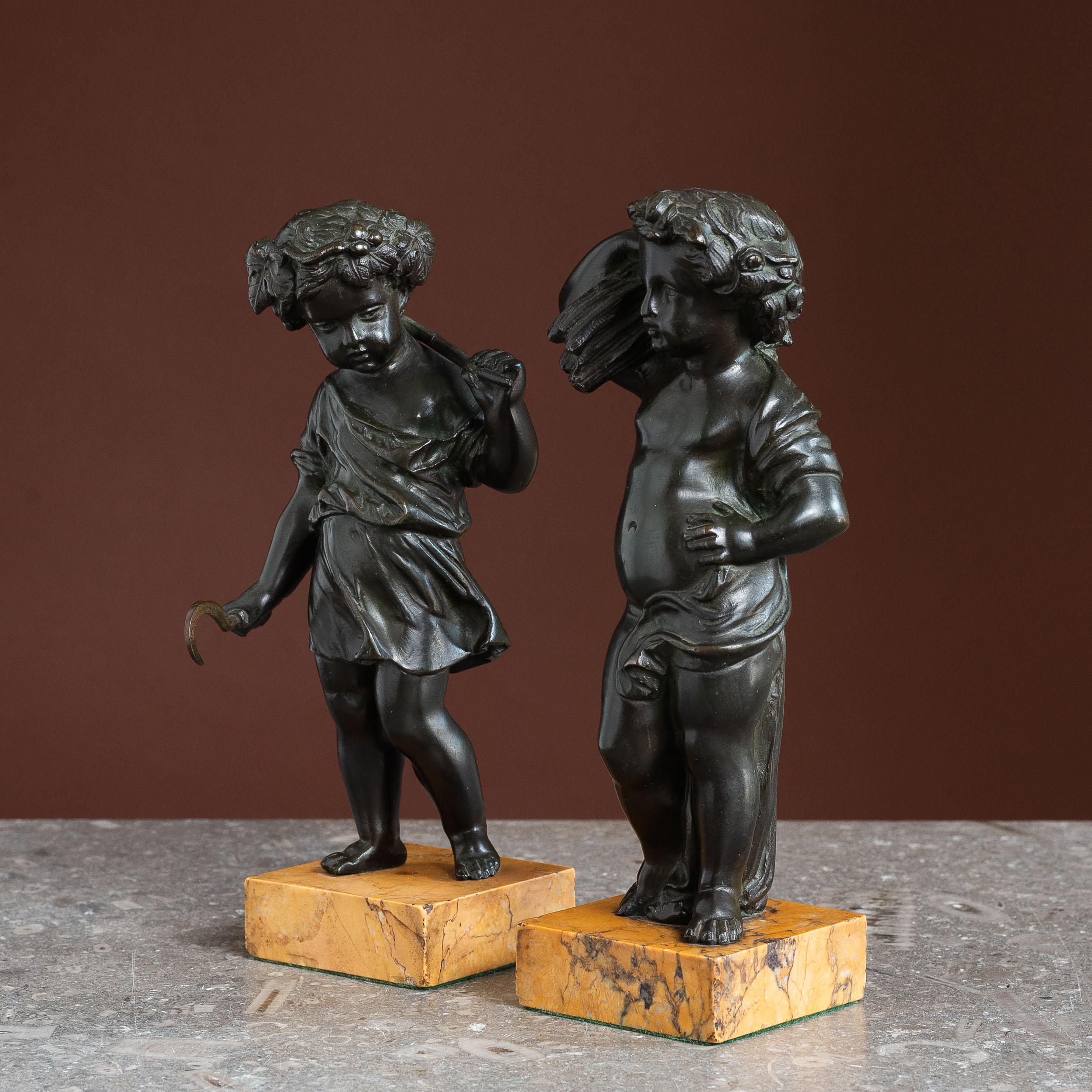 Coppia di figure in bronzo del XIX secolo che rappresentano il raccolto e l'abbondanza in vendita 3