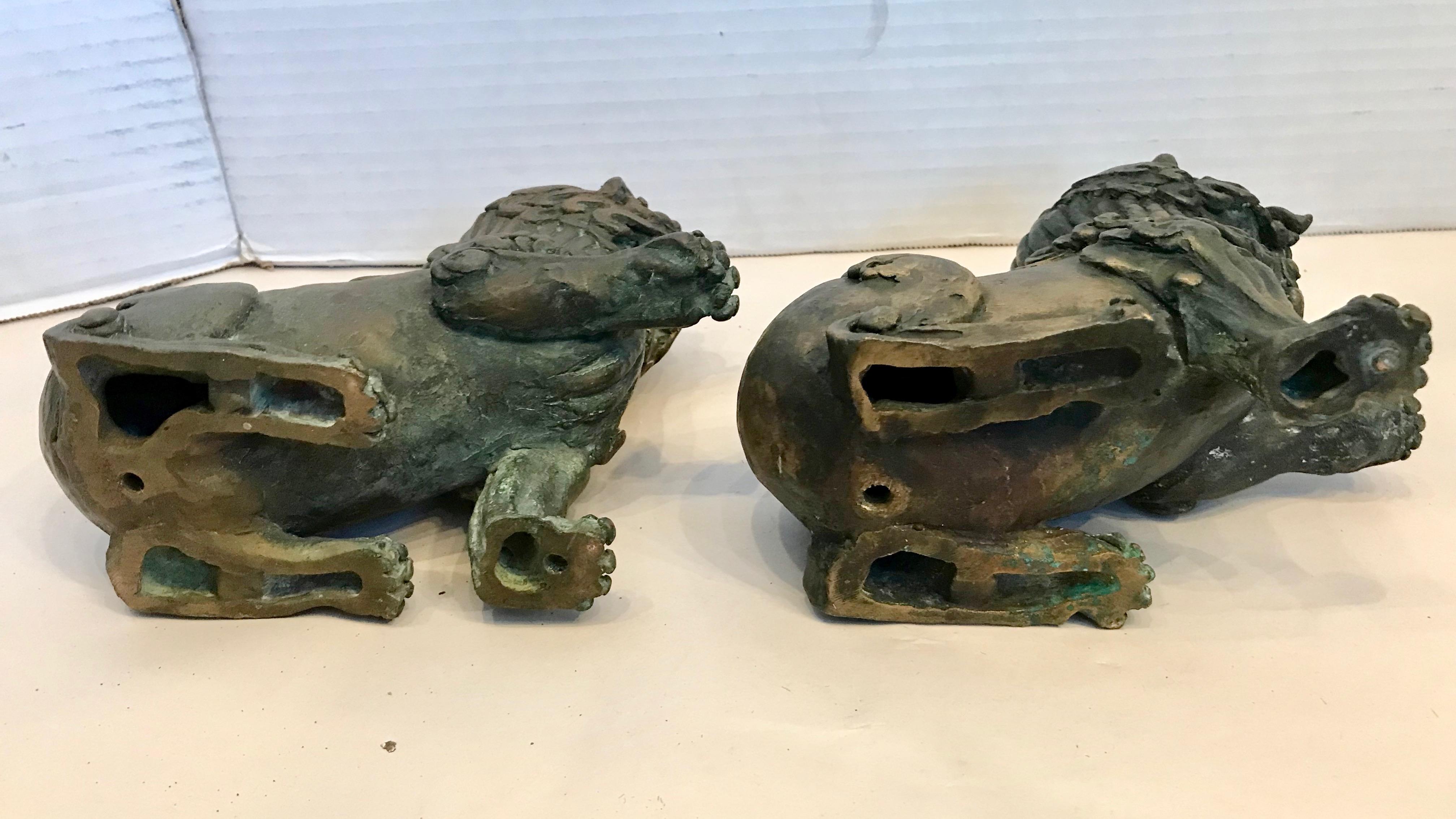 Pair of 19TH Century Bronze Foo Dogs For Sale 9