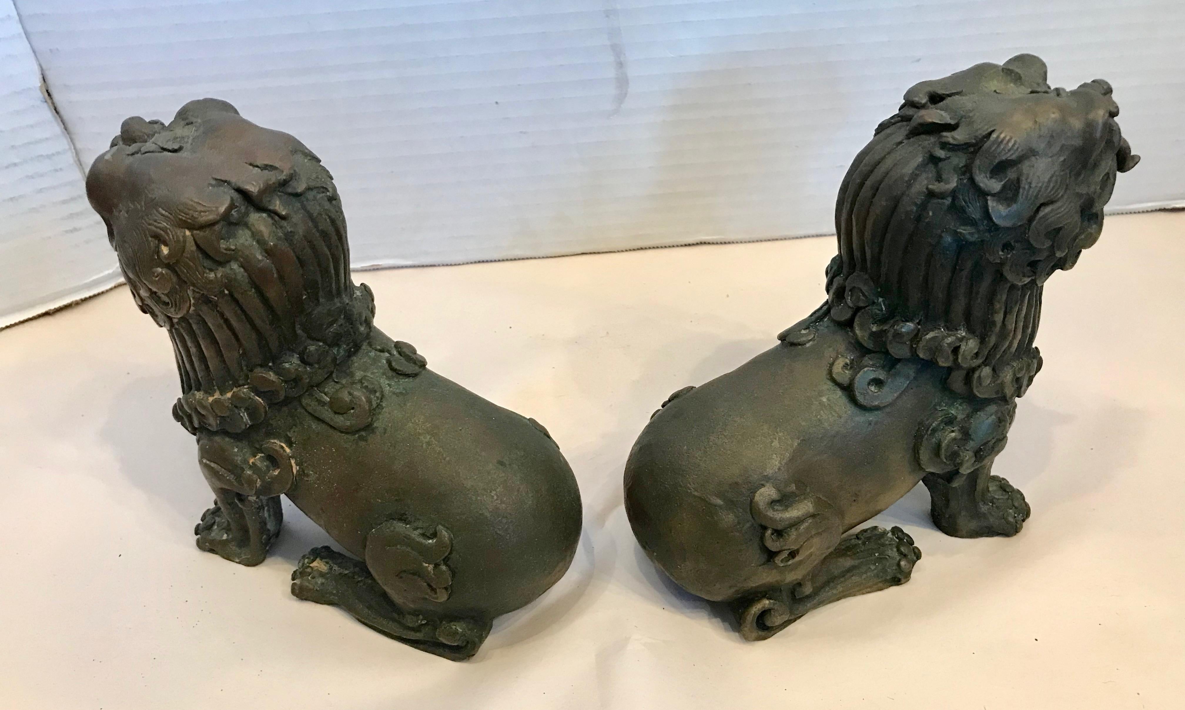 Pair of 19TH Century Bronze Foo Dogs For Sale 2