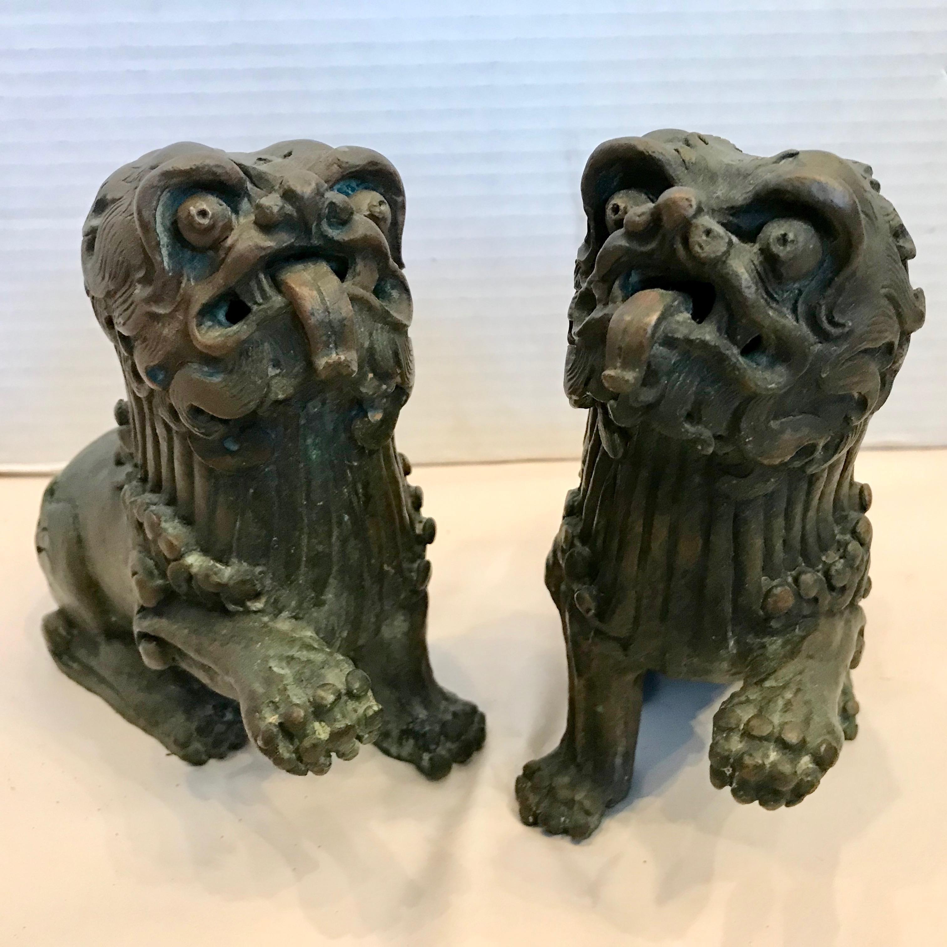 Pair of 19TH Century Bronze Foo Dogs For Sale 3