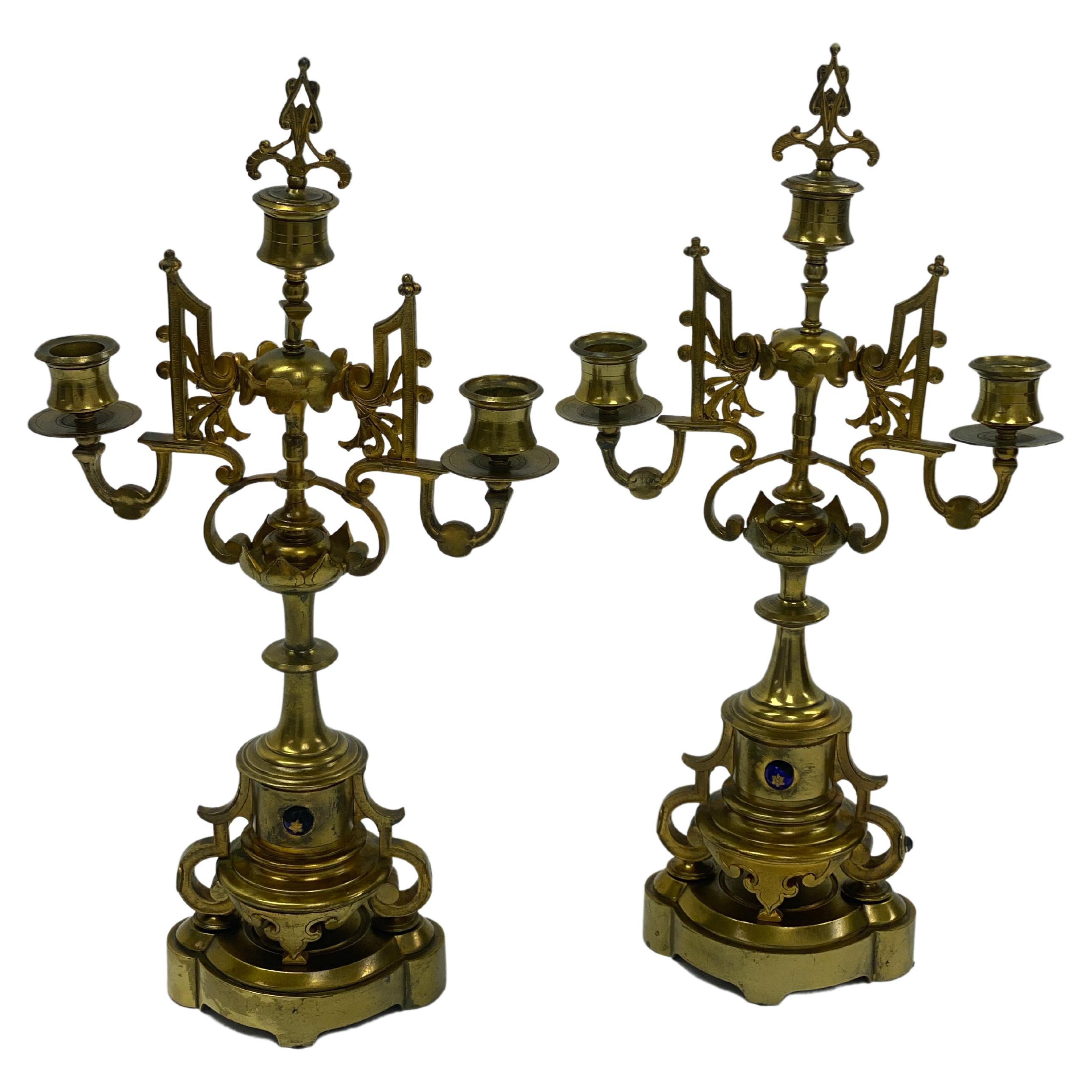 Pair of 19th century bronze Gothic candelabras

Measures: 17.5