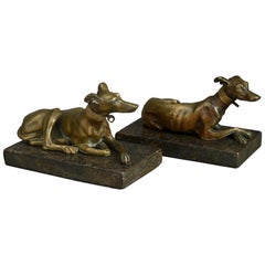 Pair of 19th Century Bronze Greyhounds