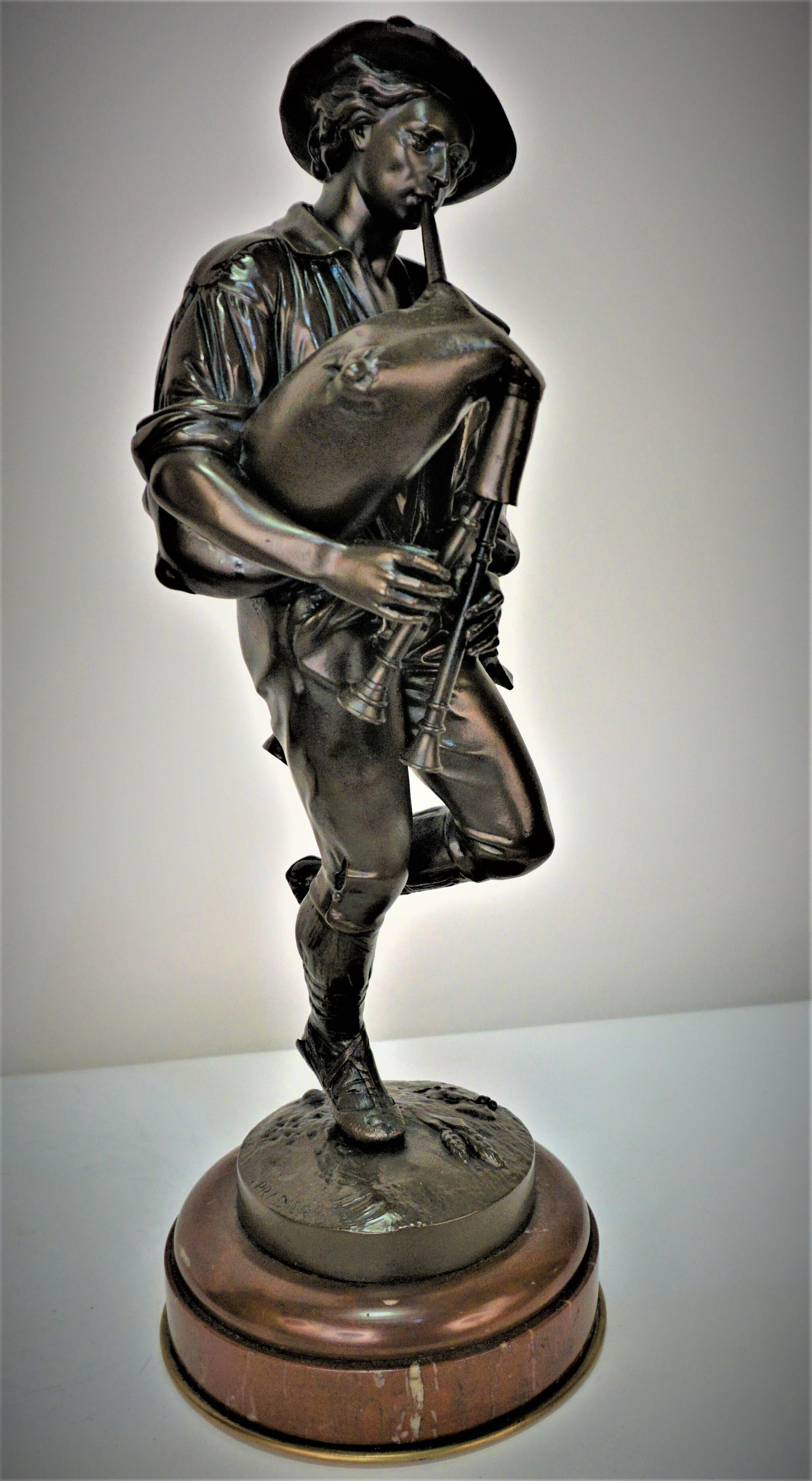European Pair of 19th Century Bronze Male Figure Neapolitan Dancers by Pradier