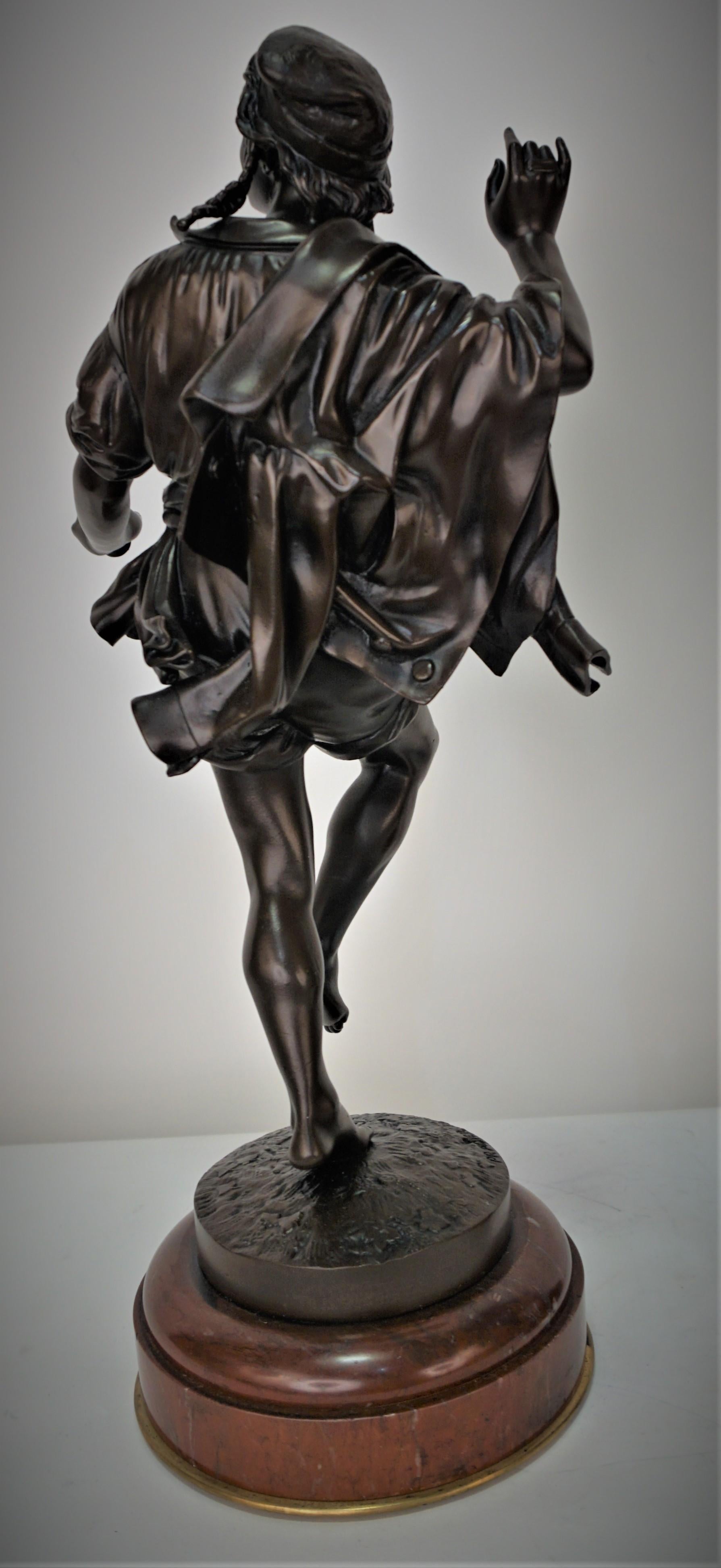 Pair of 19th Century Bronze Male Figure Neapolitan Dancers by Pradier In Good Condition For Sale In Fairfax, VA