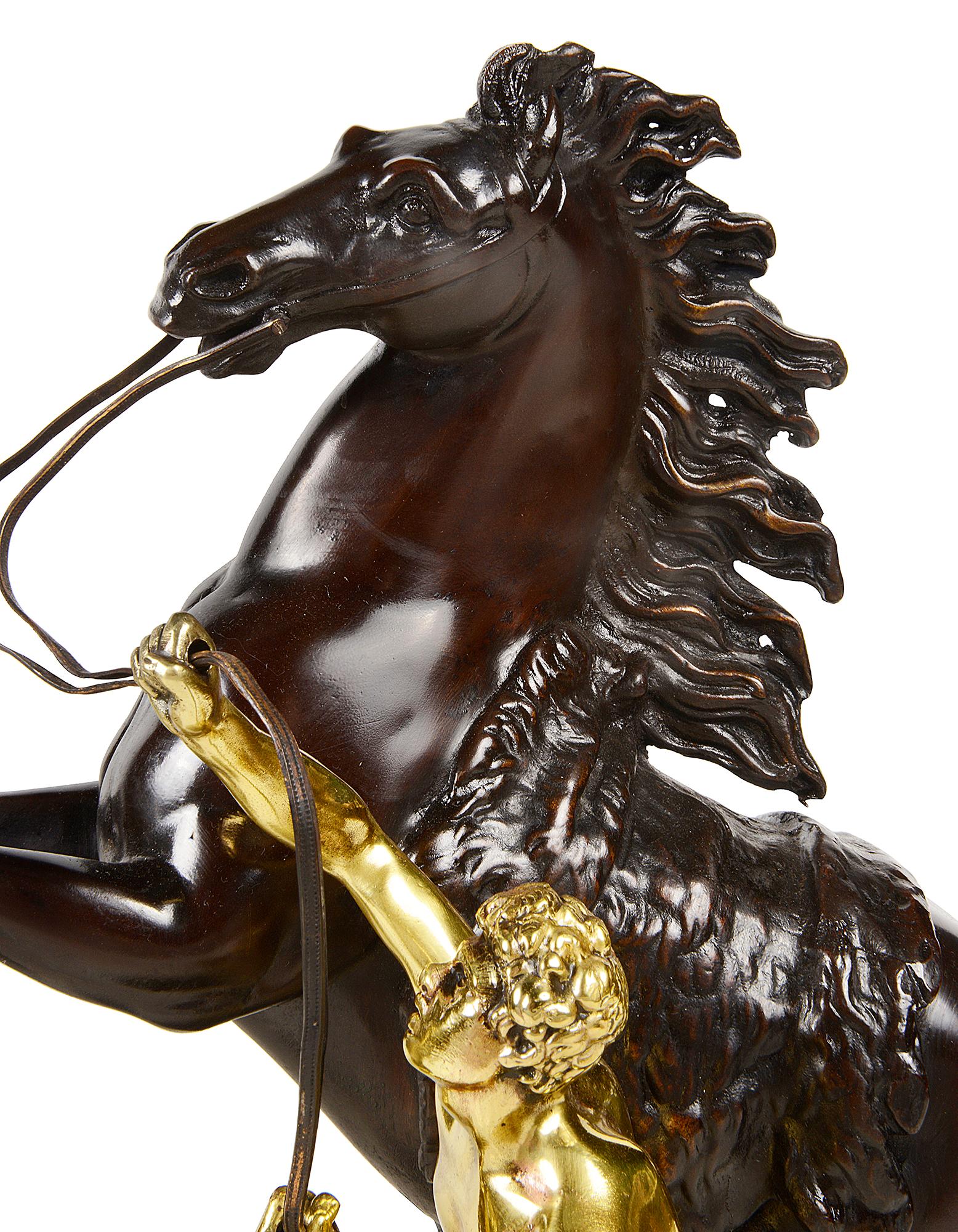 Pair of 19th Century Bronze Marly Horses, After Coustou 3