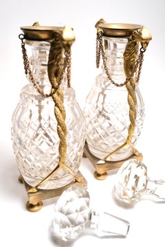 Pair of 19th Century Bronze-Mounted Decanters