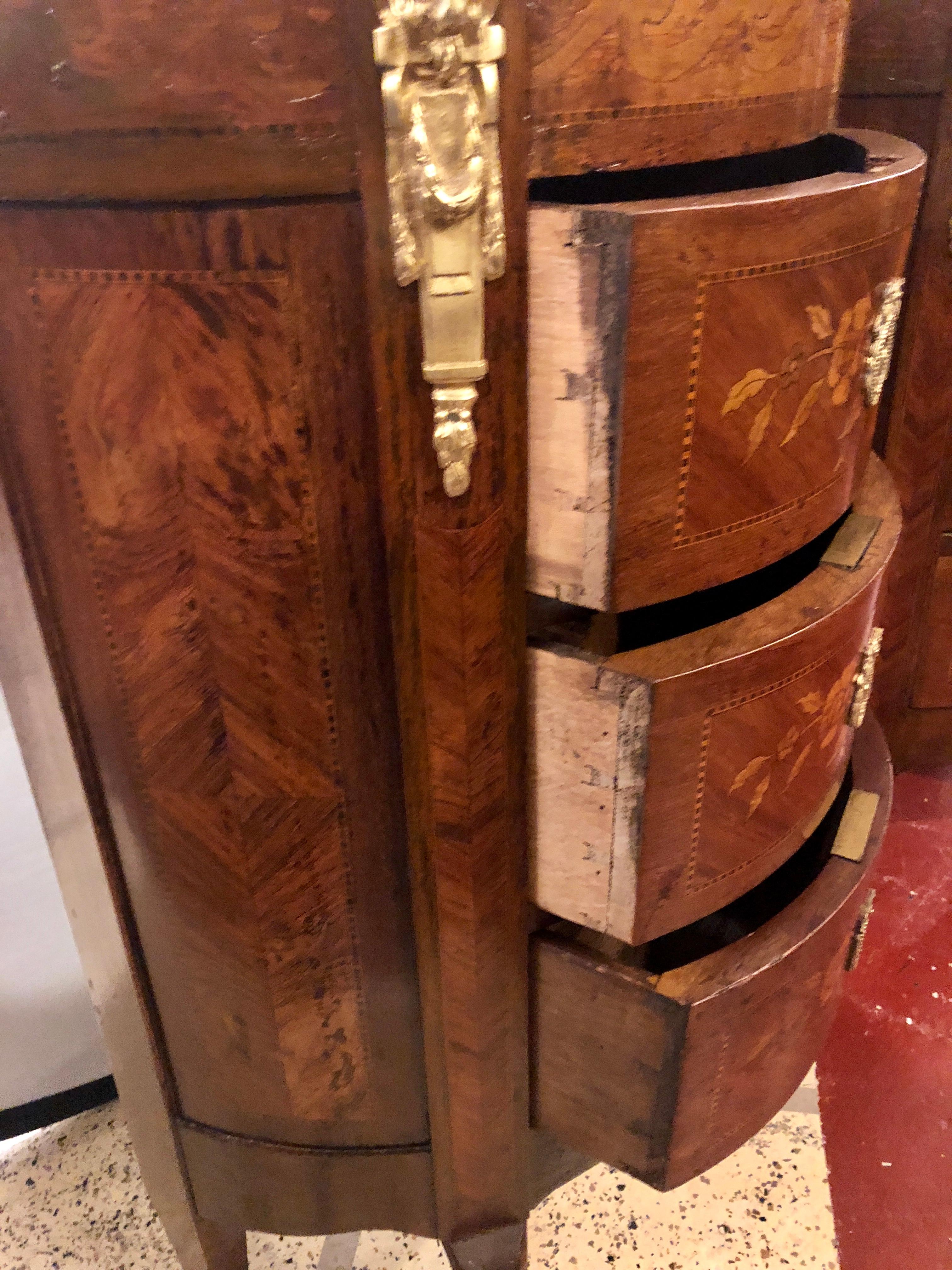 Pair of 19th Century Bronze Mounted Demilune End Tables or Nightstands 7