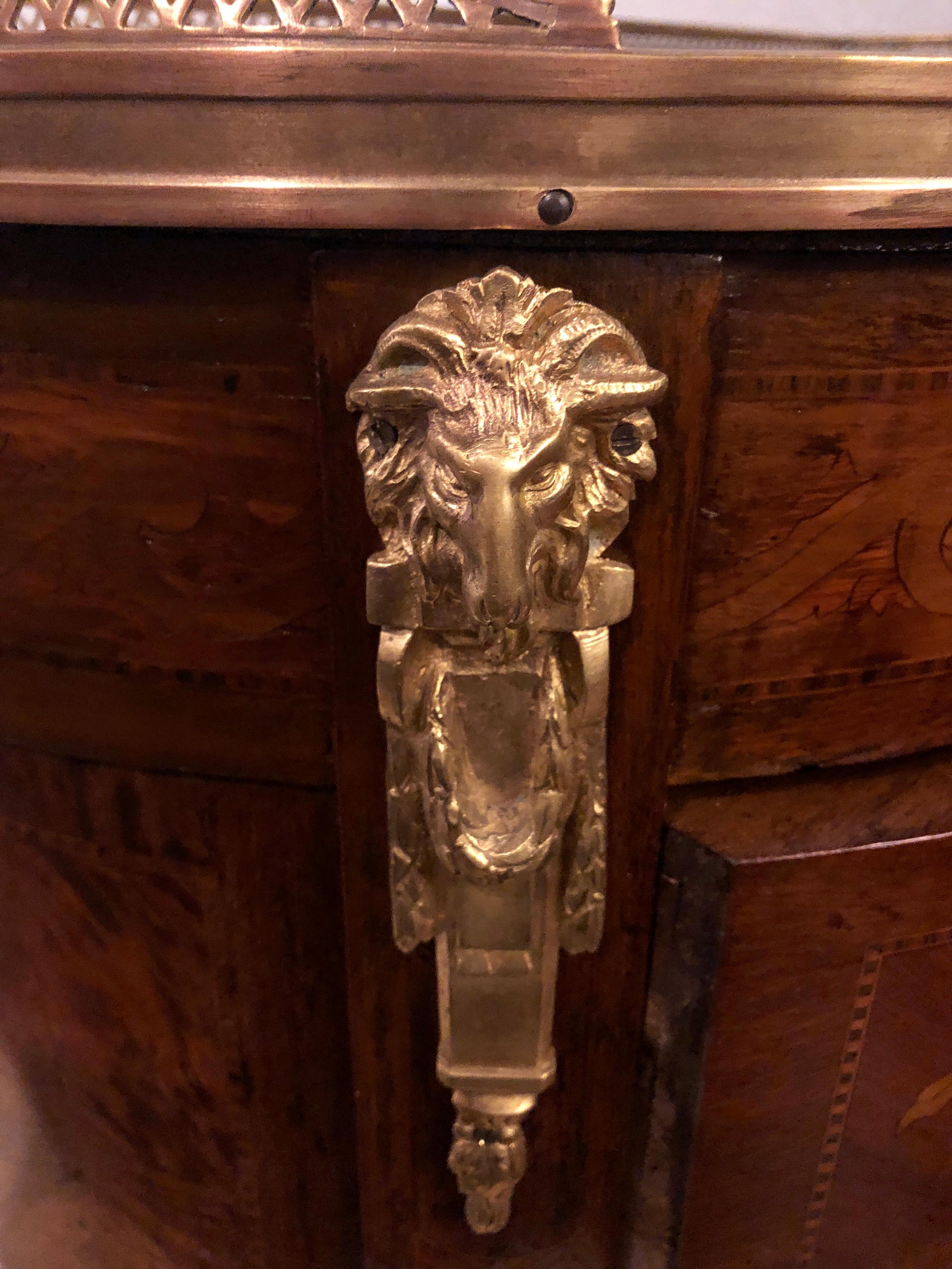 Pair of 19th Century Bronze Mounted Demilune End Tables or Nightstands 9
