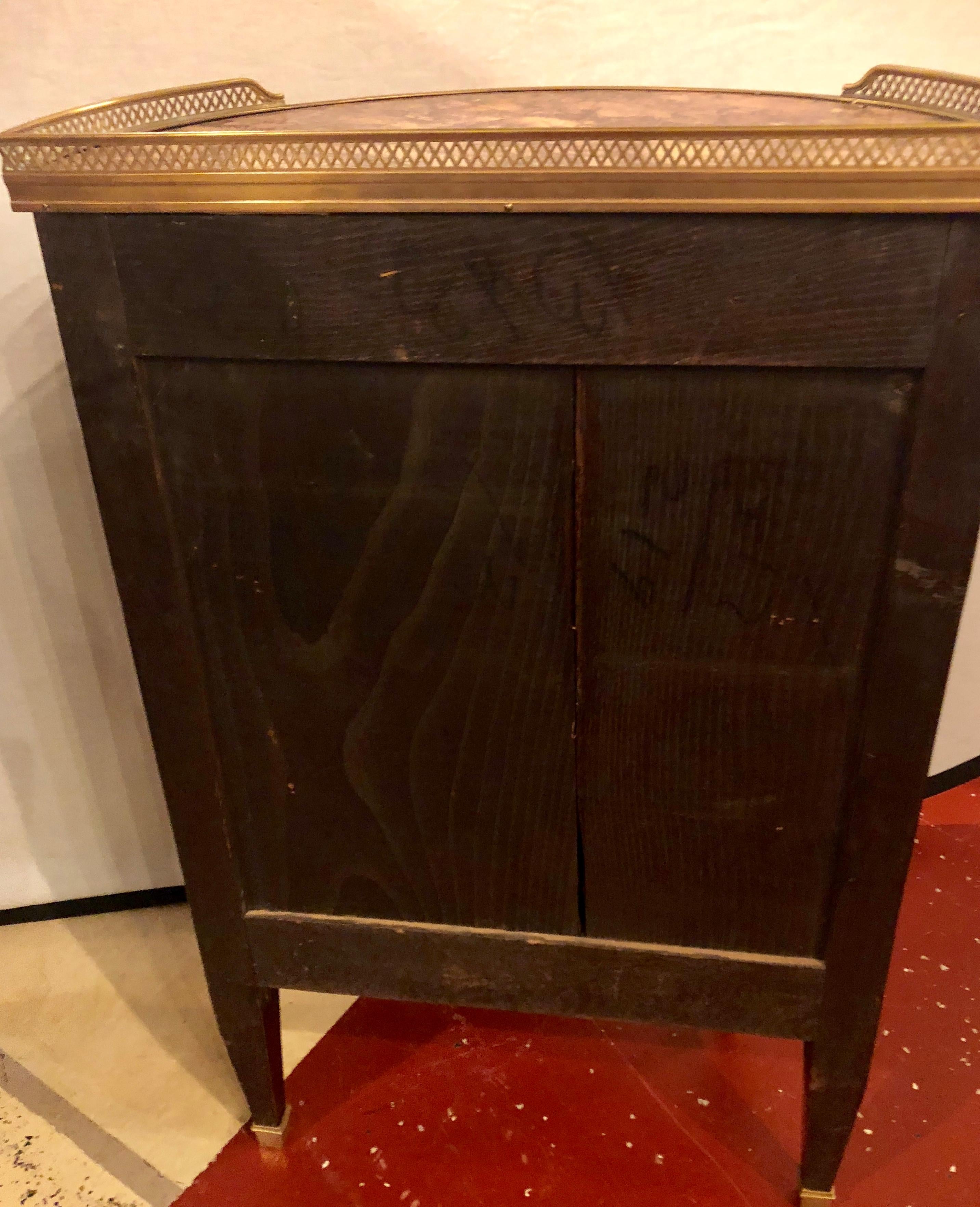 Pair of 19th Century Bronze Mounted Demilune End Tables or Nightstands 10