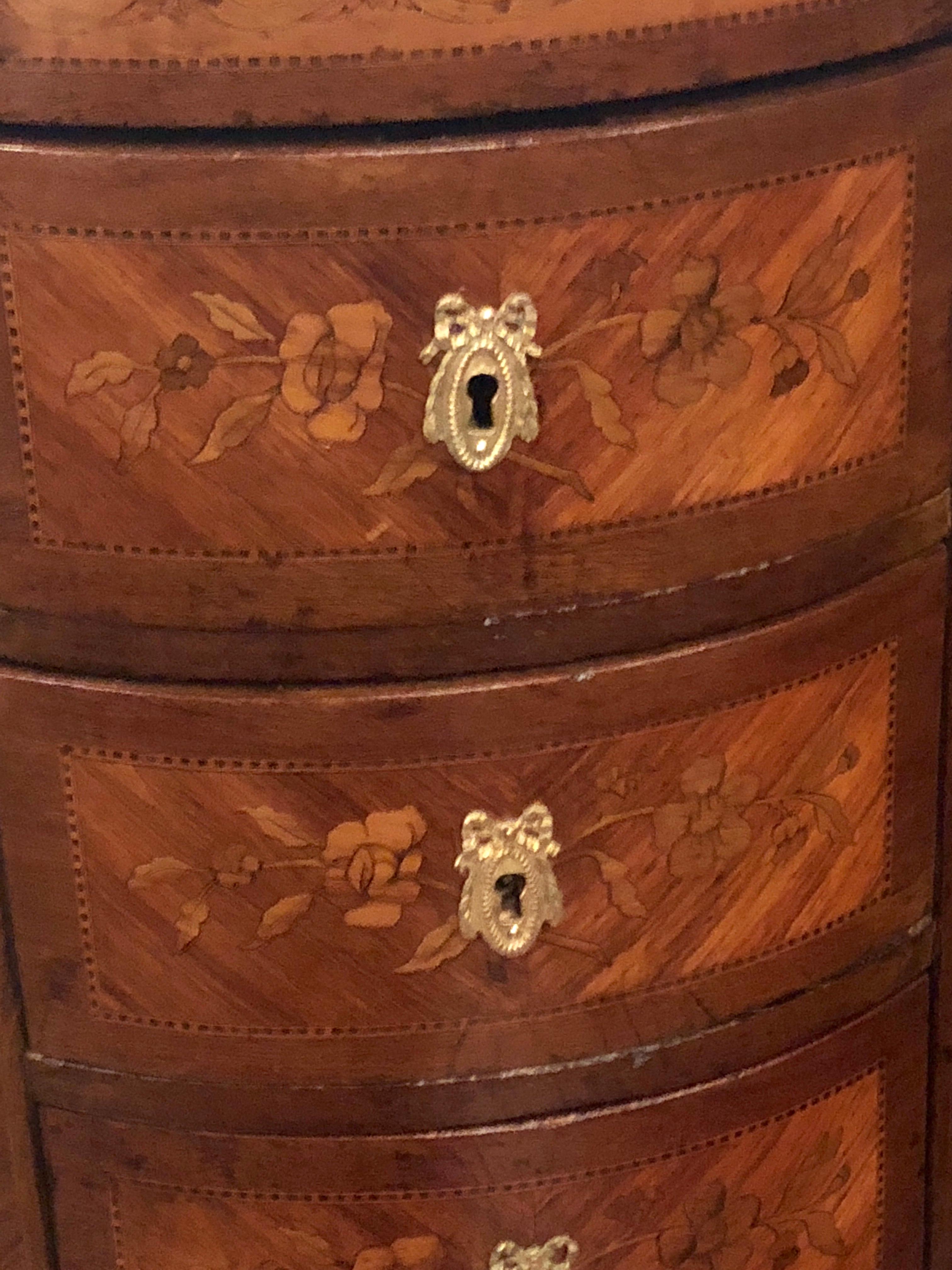 Pair of 19th Century Bronze Mounted Demilune End Tables or Nightstands In Good Condition In Manhasset, NY
