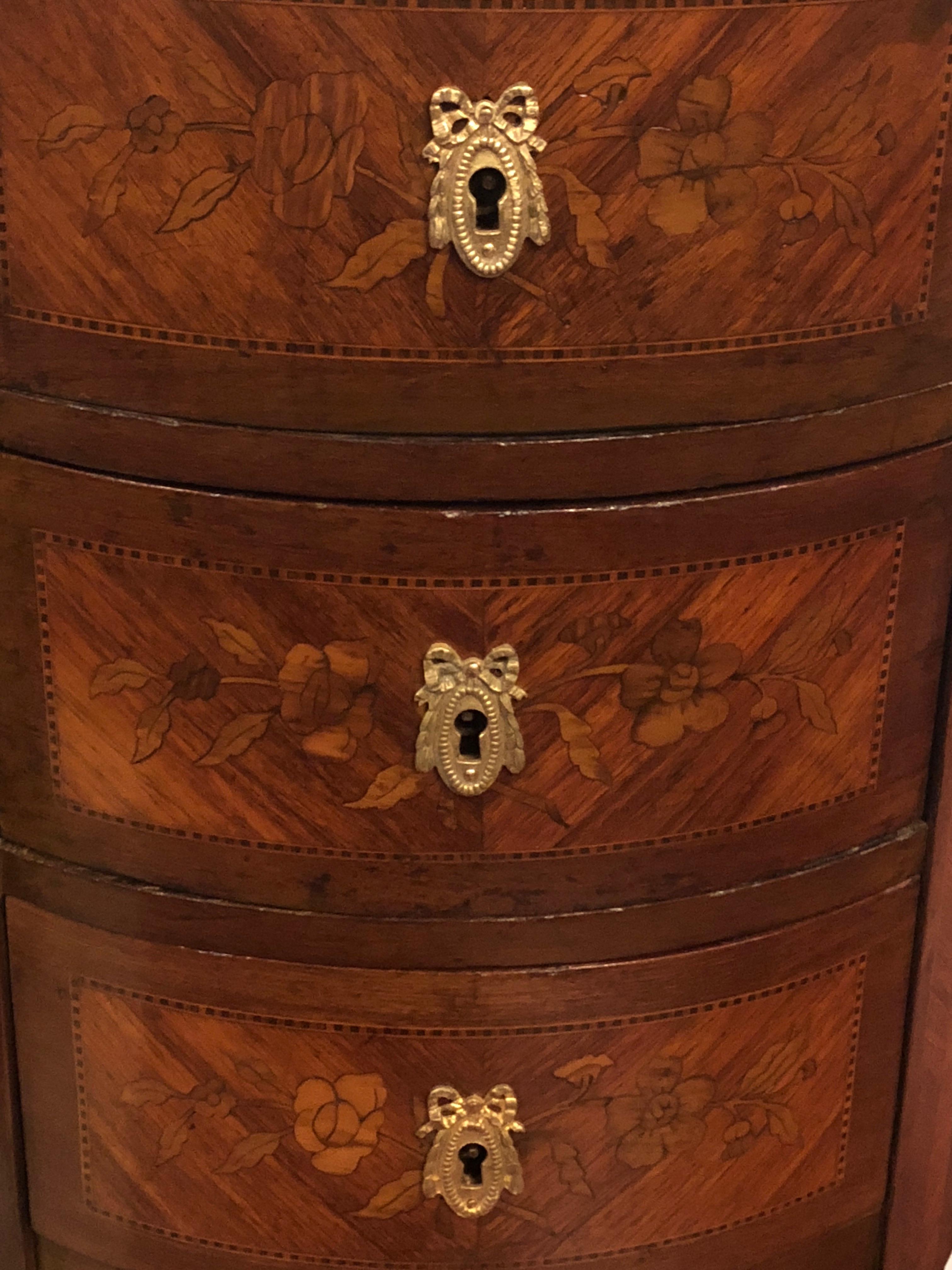 Pair of 19th Century Bronze Mounted Demilune End Tables or Nightstands 3