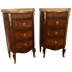 Pair of 19th Century Bronze Mounted Demilune End Tables or Nightstands
