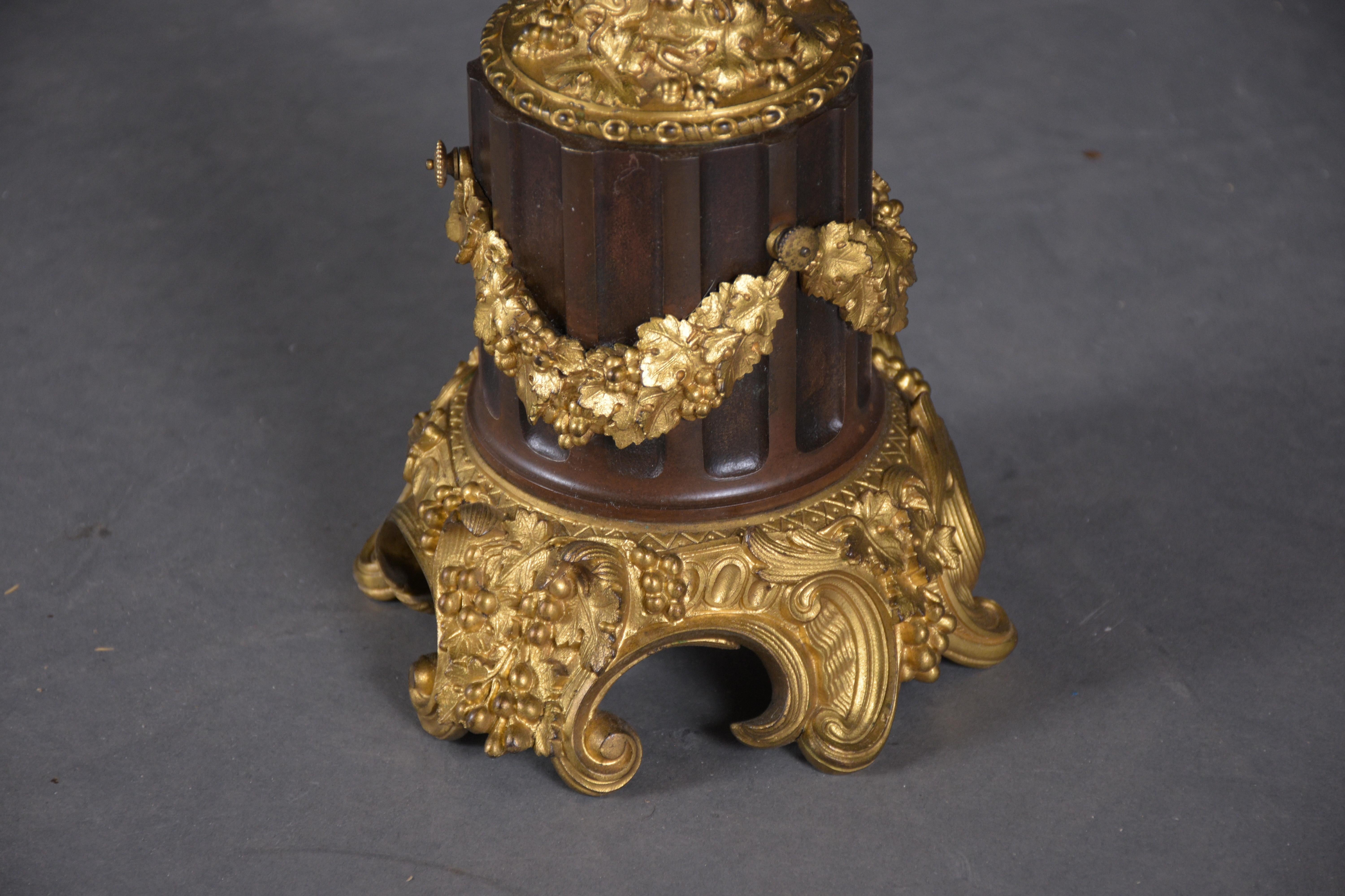 Elegant 19th-Century French Bronzed Urns with Gold Ormolu Details 3