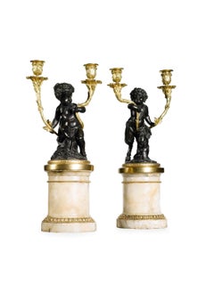 Pair of 19th Century Bronze, Ormolu and Fluorspar Candelabra