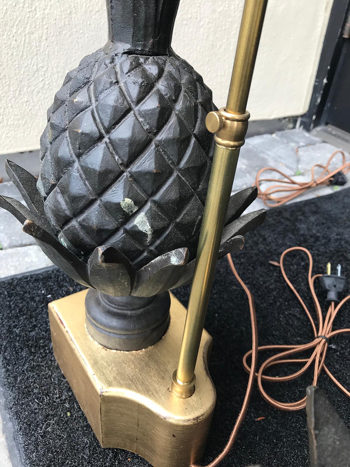 Pair of 19th Century Bronze Pineapple Finials as Lamps, Custom Bases 3