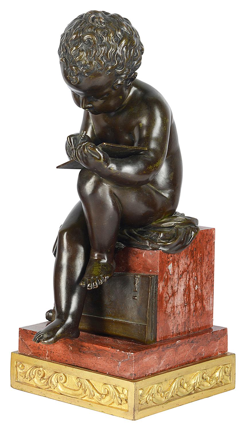 French Pair of 19th Century Bronze Putti For Sale