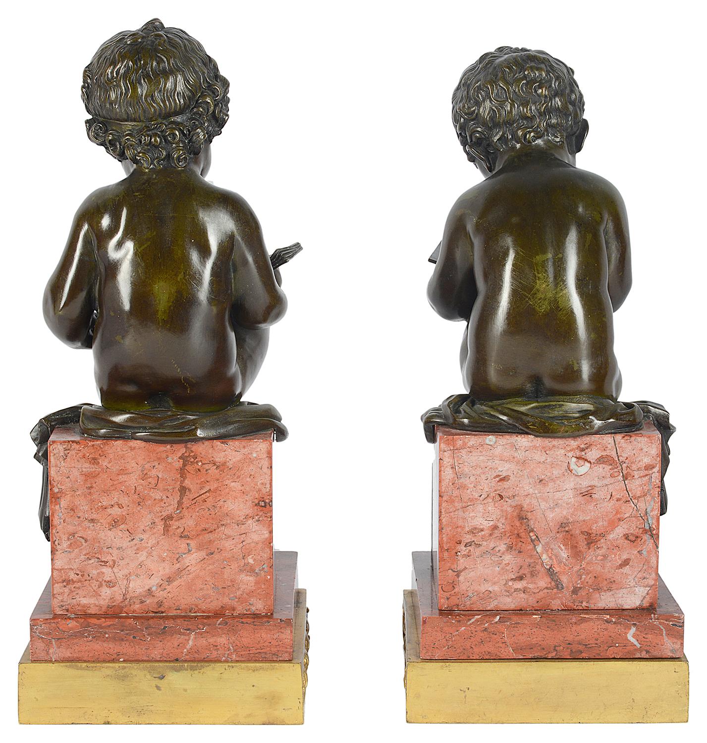 Pair of 19th Century Bronze Putti For Sale 1