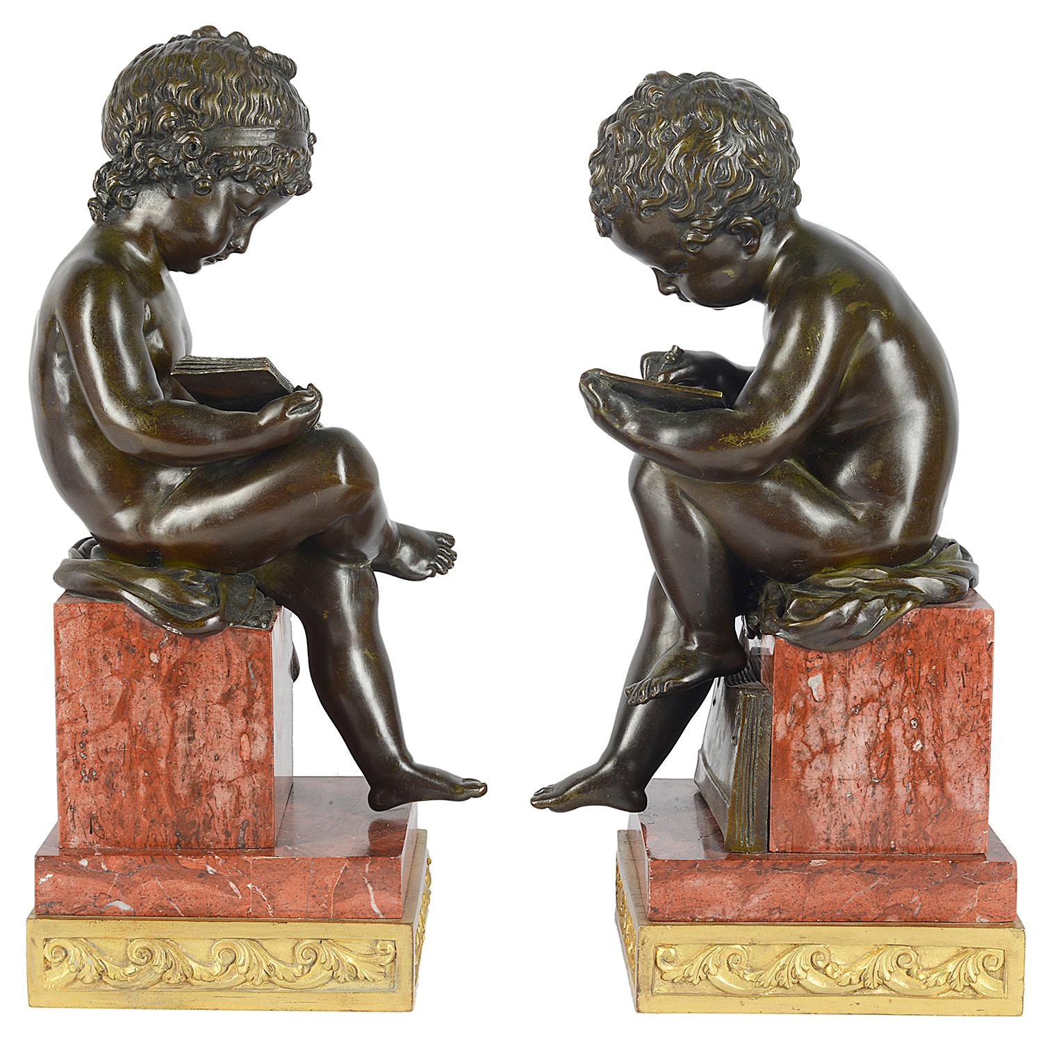 Pair of 19th Century Bronze Putti For Sale 2