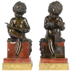 Pair of 19th Century Bronze Putti