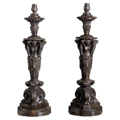 Coppia di lampade da tavolo in bronzo del XIX secolo