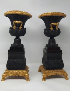 Pair of 19th Century Bronze Urns