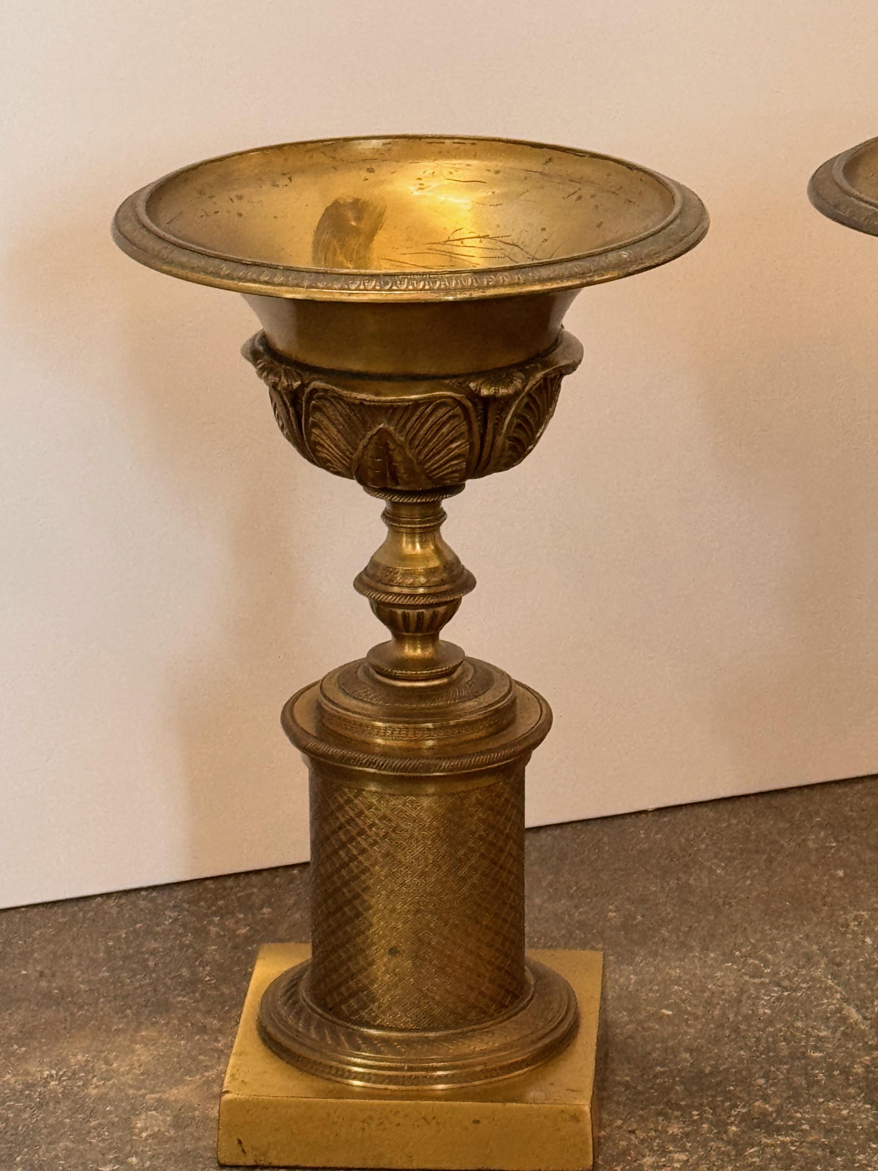 Una bella coppia di urne in bronzo dorato. Hanno dei dettagli fantastici.