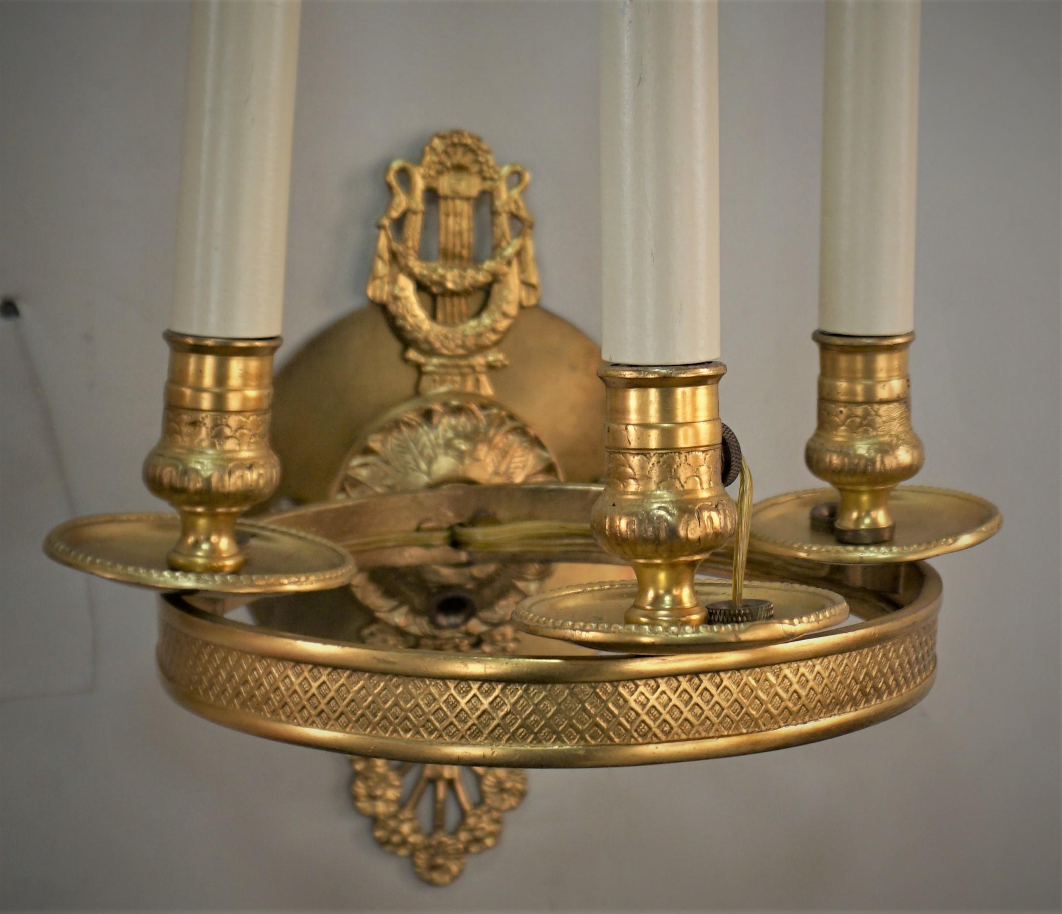Pair of 19th Century Bronze Wall Sconces. For Sale 2
