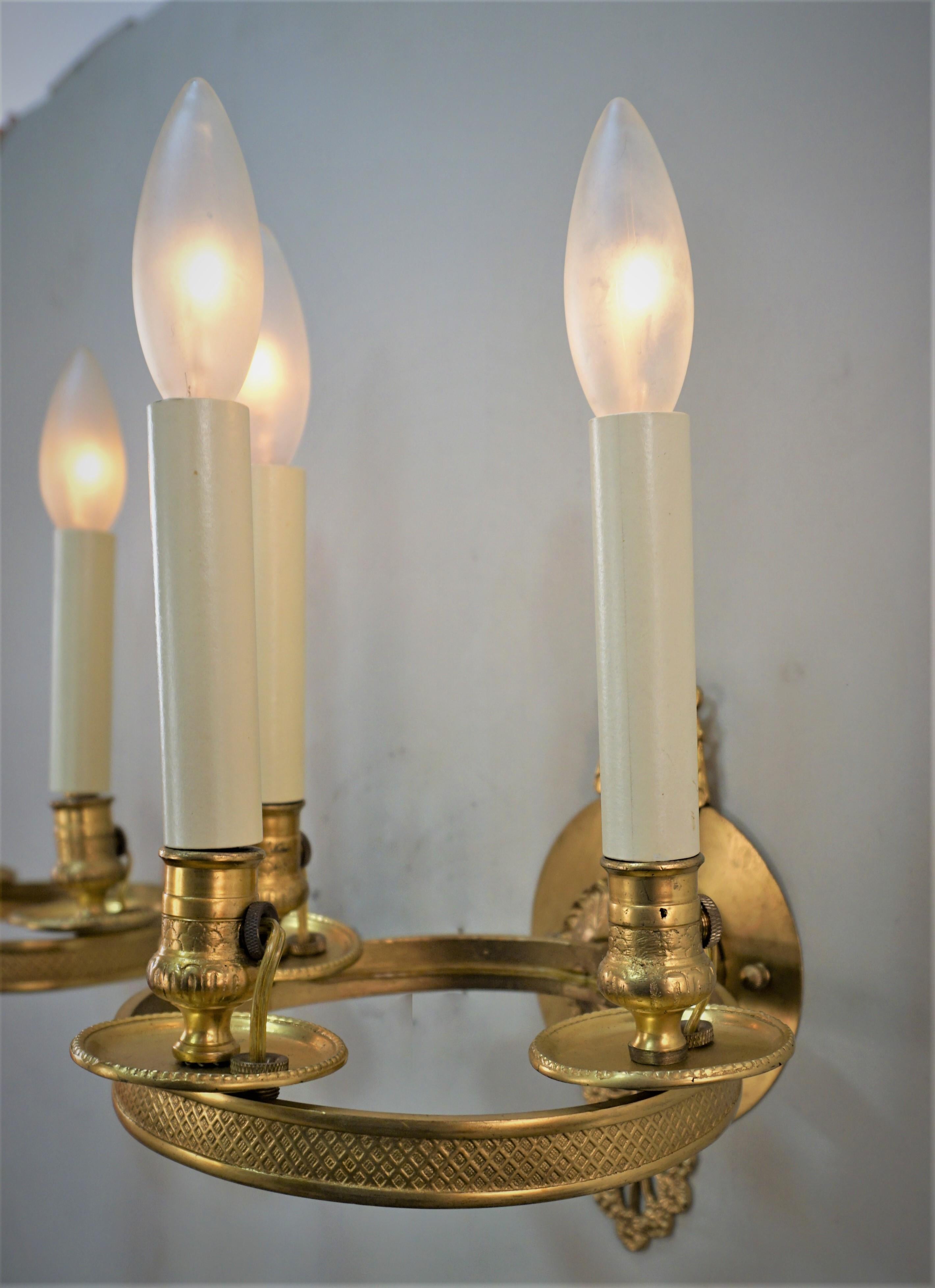 Pair of 19th Century Bronze Wall Sconces. For Sale 3