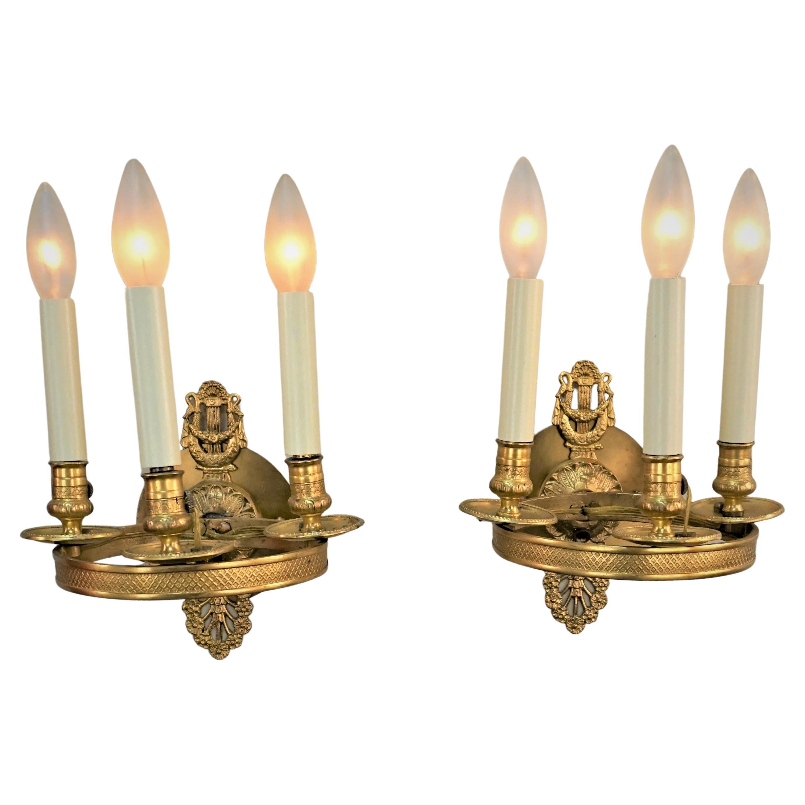 Pair of 19th Century Bronze Wall Sconces.