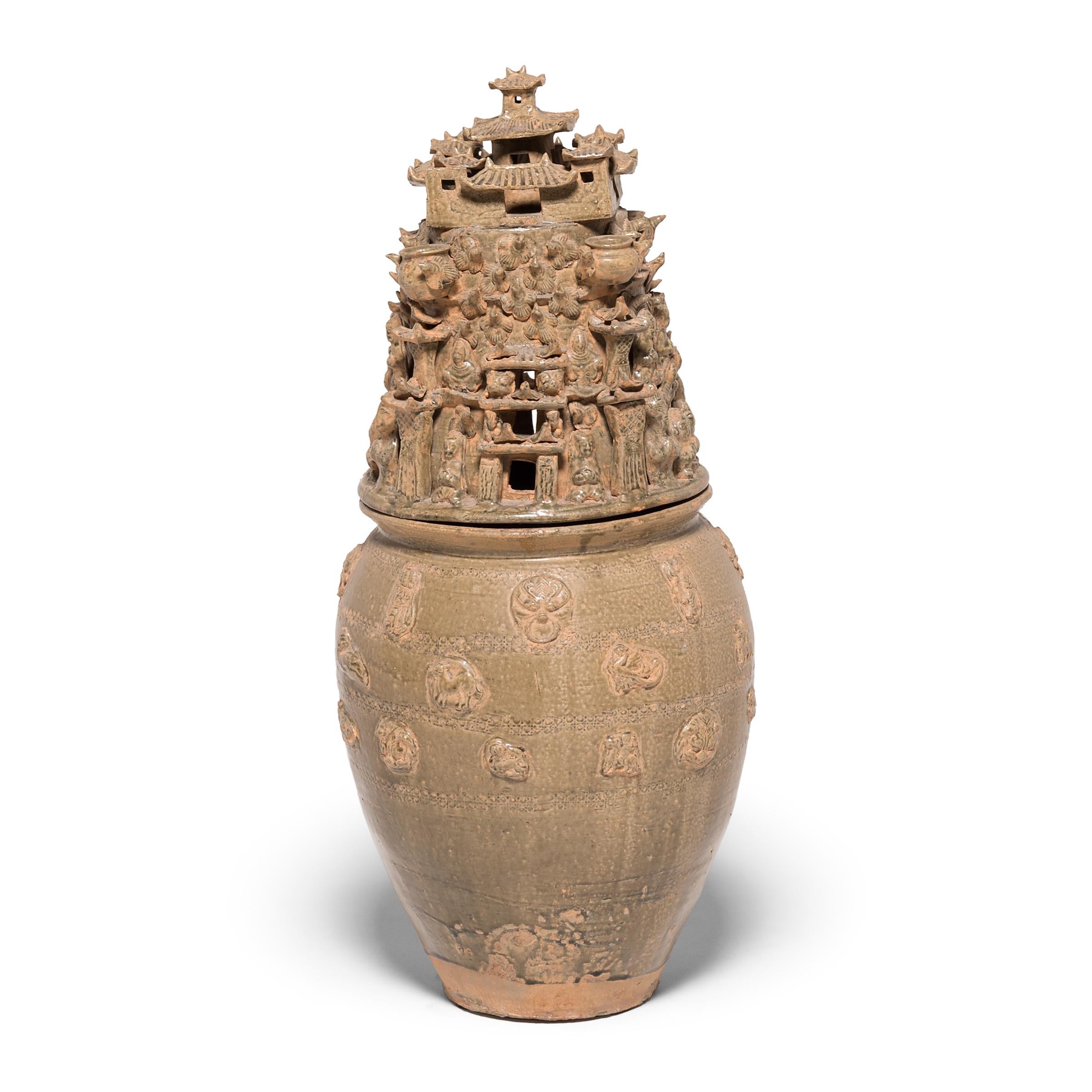 Ceramic Pair of 19th Century Buddhist Temple Vessels