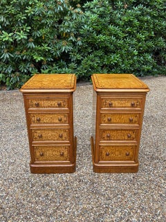 Pair of 19th Century Burr Ash Chests / Bedside Tables