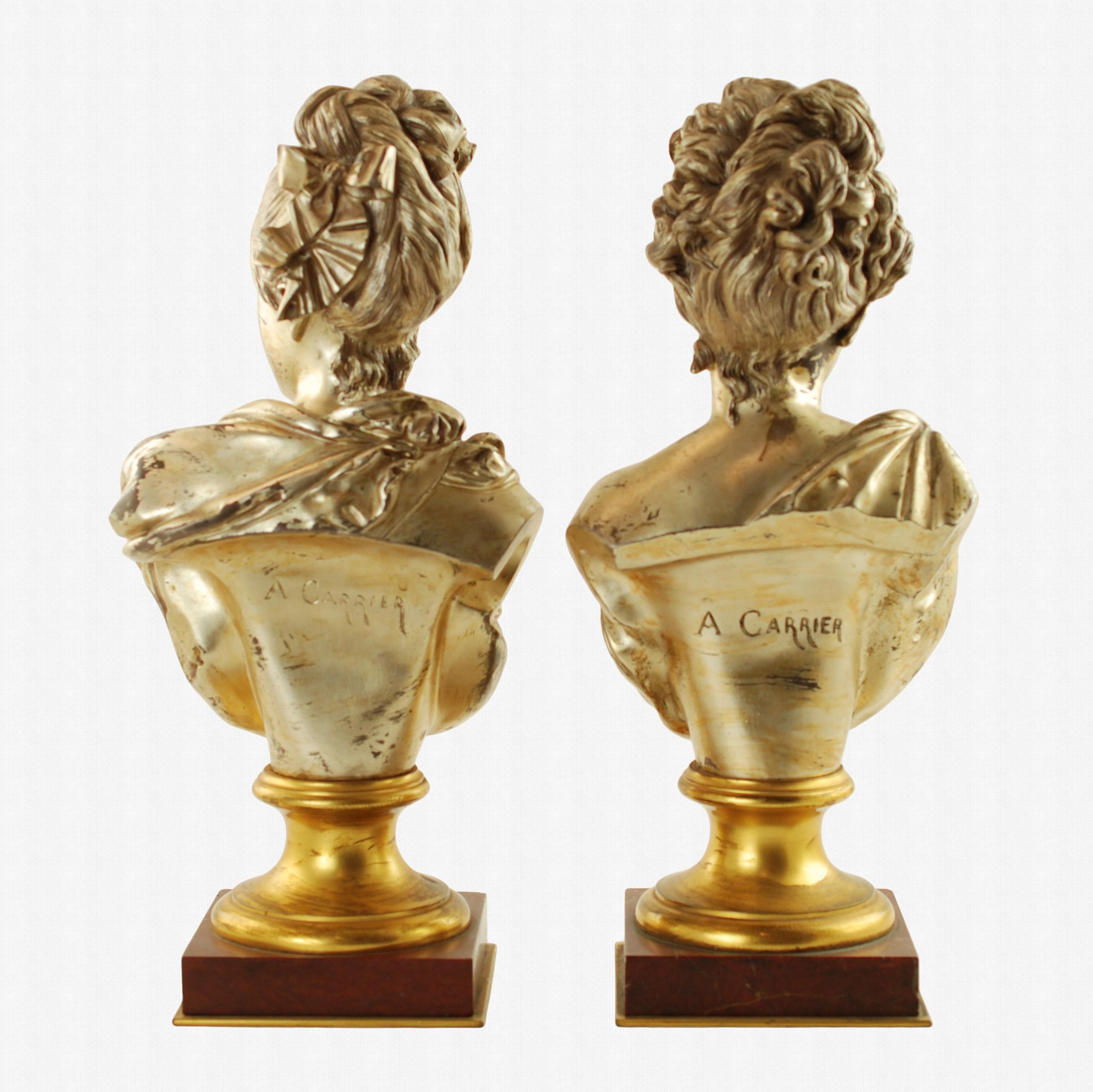 Coppia di busti del XIX secolo di Albert-Ernest Carrier-Belleuse in vendita 3