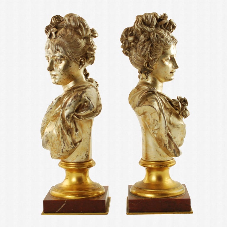 Pair of 19th Century Busts After Albert Ernest Carrier-Belleuse For Sale 4