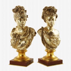 Paire de bustes du 19me sicle d'aprs Albert Ernest Carrier-Belleuse