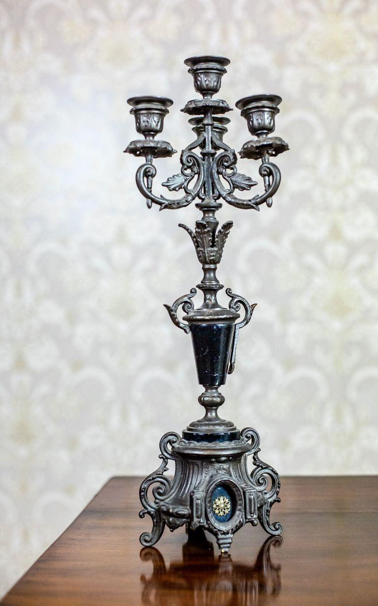 Pair of 19th-Century Four-Armed Candelabras In Good Condition For Sale In Opole, PL