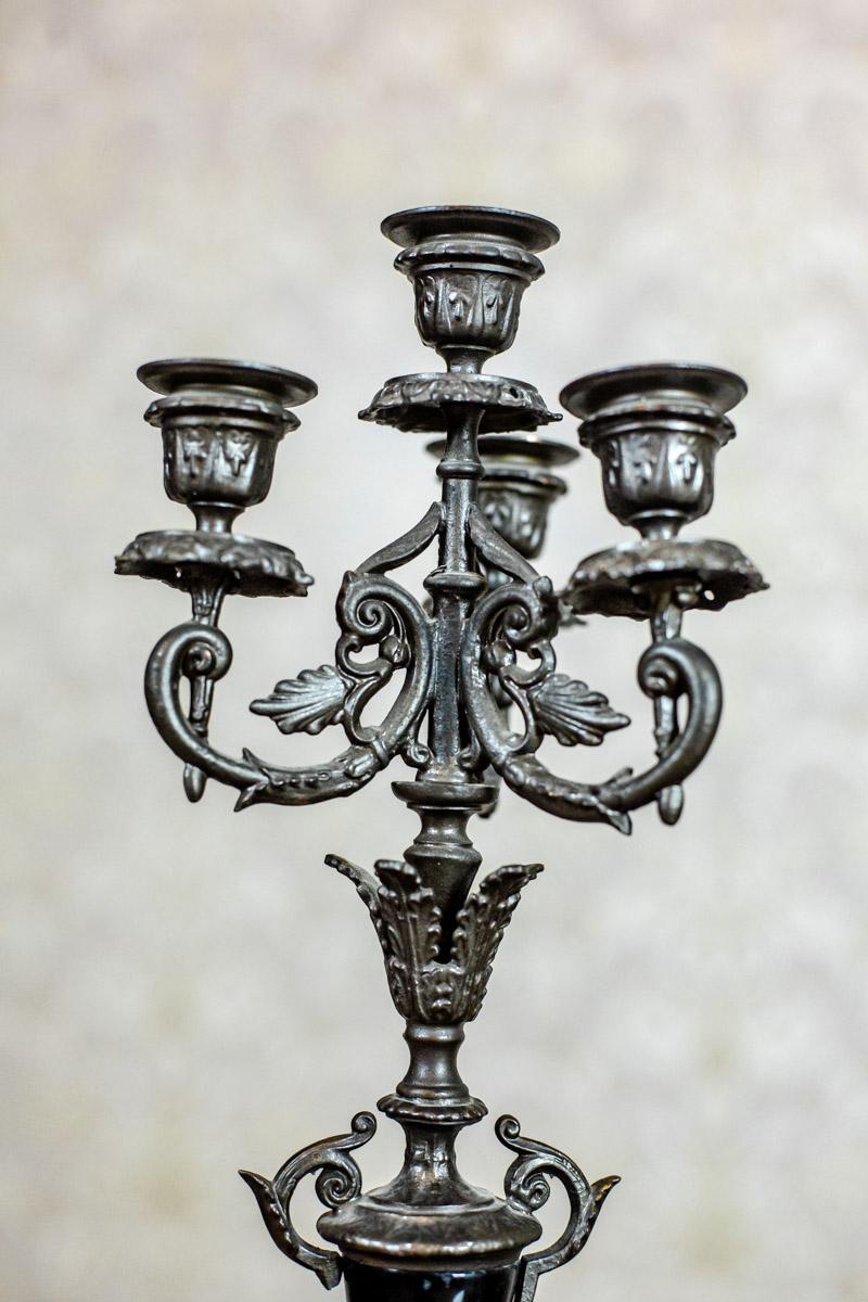 19th Century Pair of 19th-Century Four-Armed Candelabras For Sale