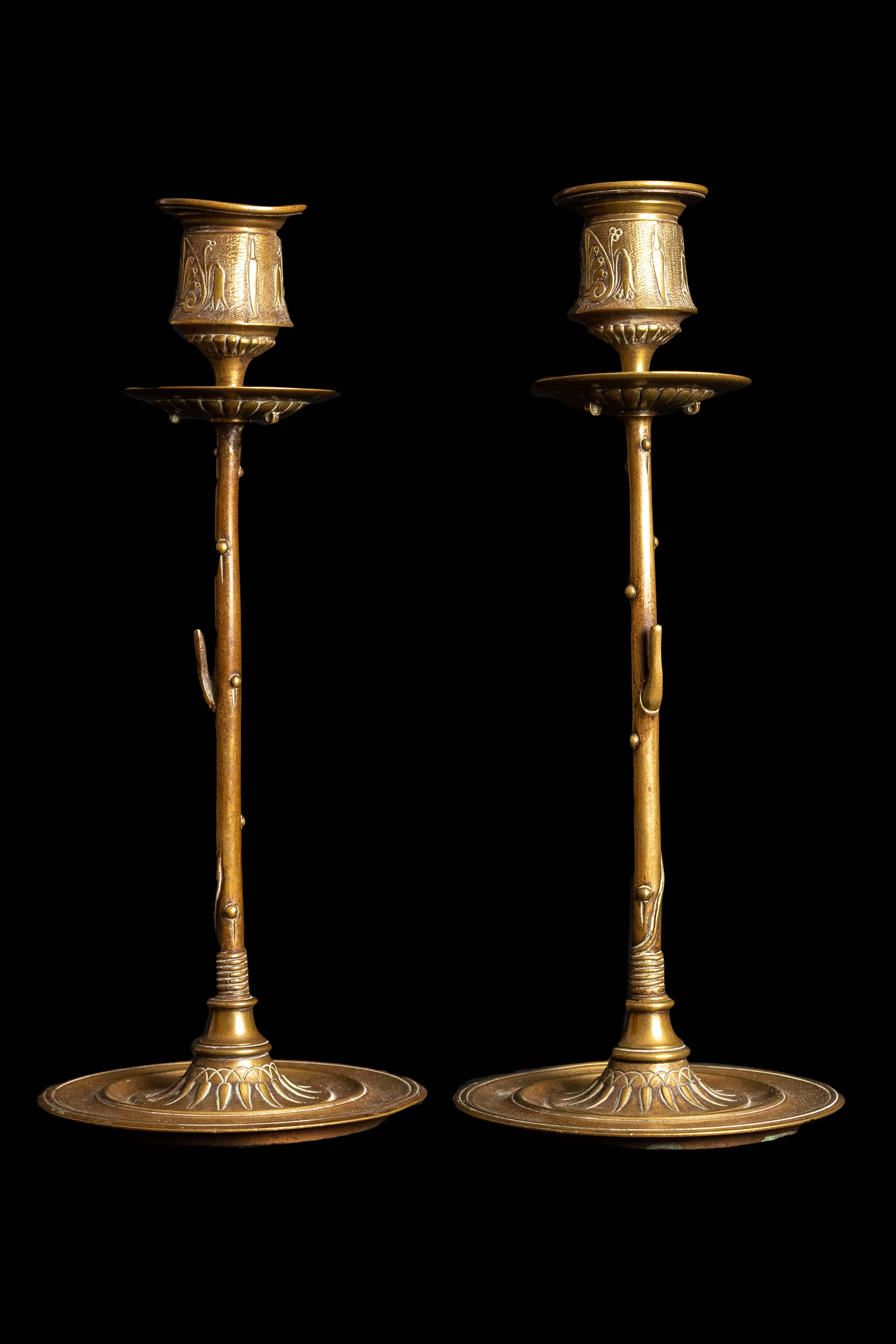 Brass Pair of 19th Century Candle Sticks