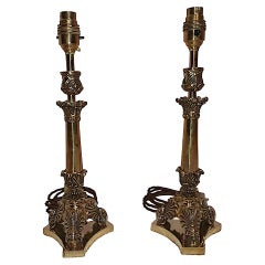 Pair of 19th Century Candle Sticks in the Empire Style Converted to Table Lamps