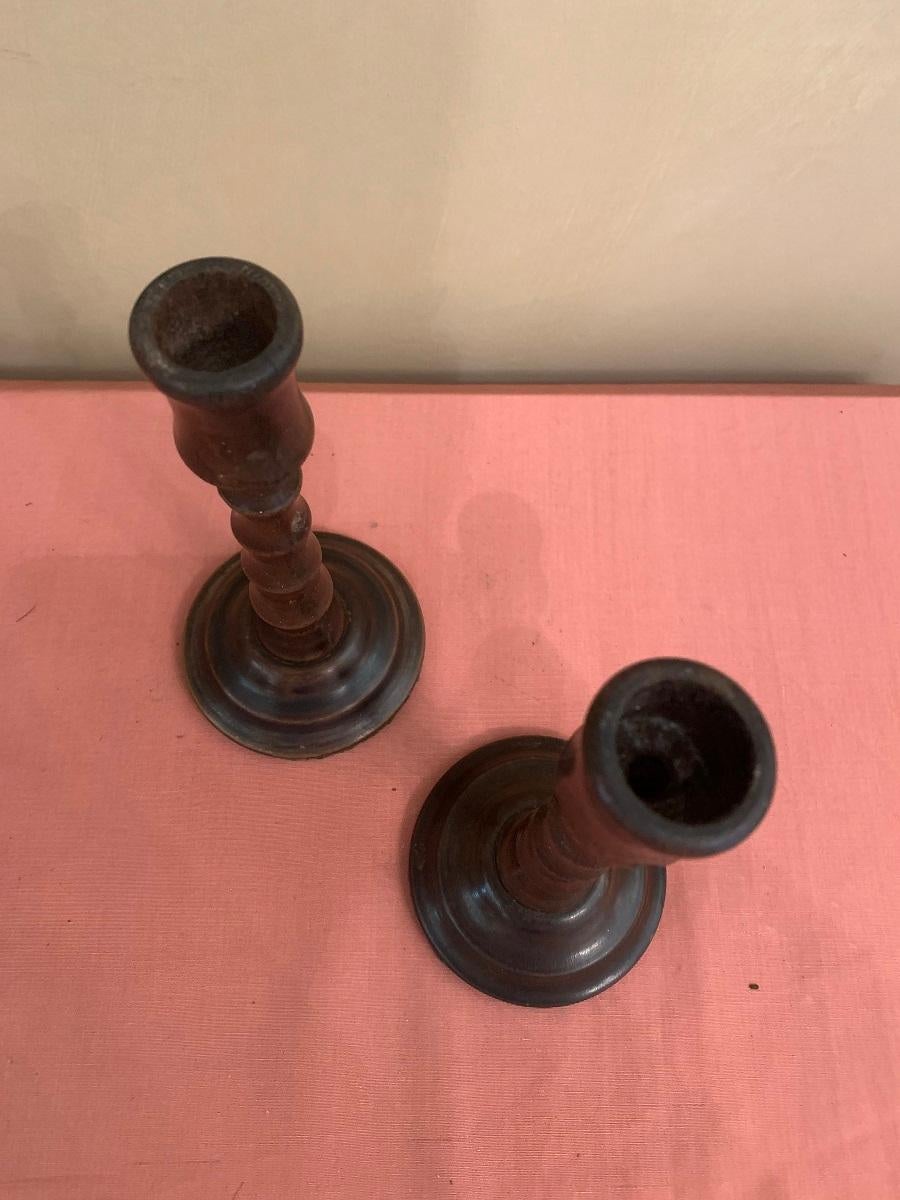 Ebonized Pair of 19th Century Candlesticks For Sale