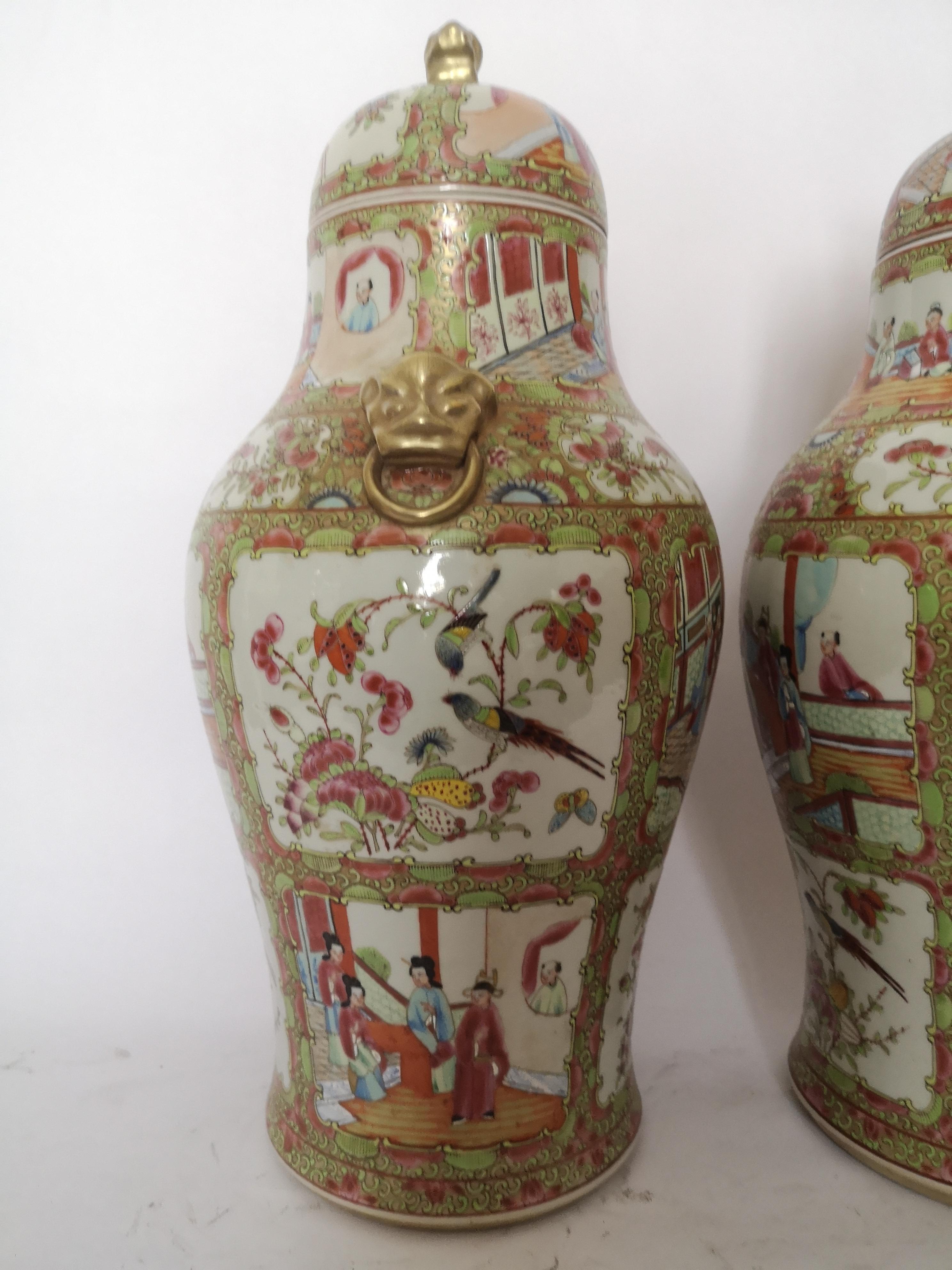 Pair of 19th Century Cantonese Famille Rose Chinese Porcelain Vases 3
