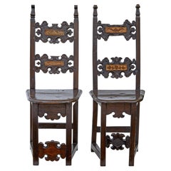 Pair of 19th Century Carolean Inspired Hall Chairs