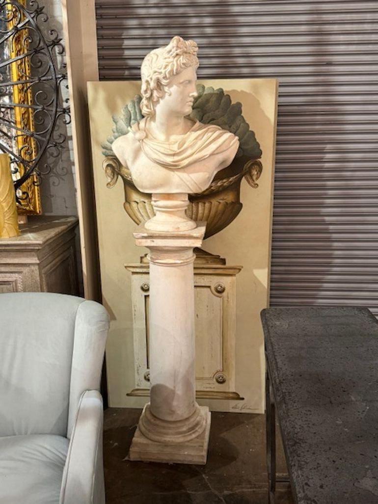 Italian Pair of 19th Century Carrara Marble Busts of Apollo and Diana For Sale