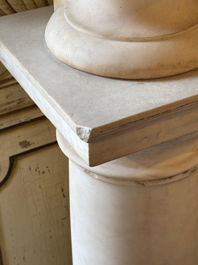 Pair of 19th Century Carrara Marble Busts of Apollo and Diana For Sale 3