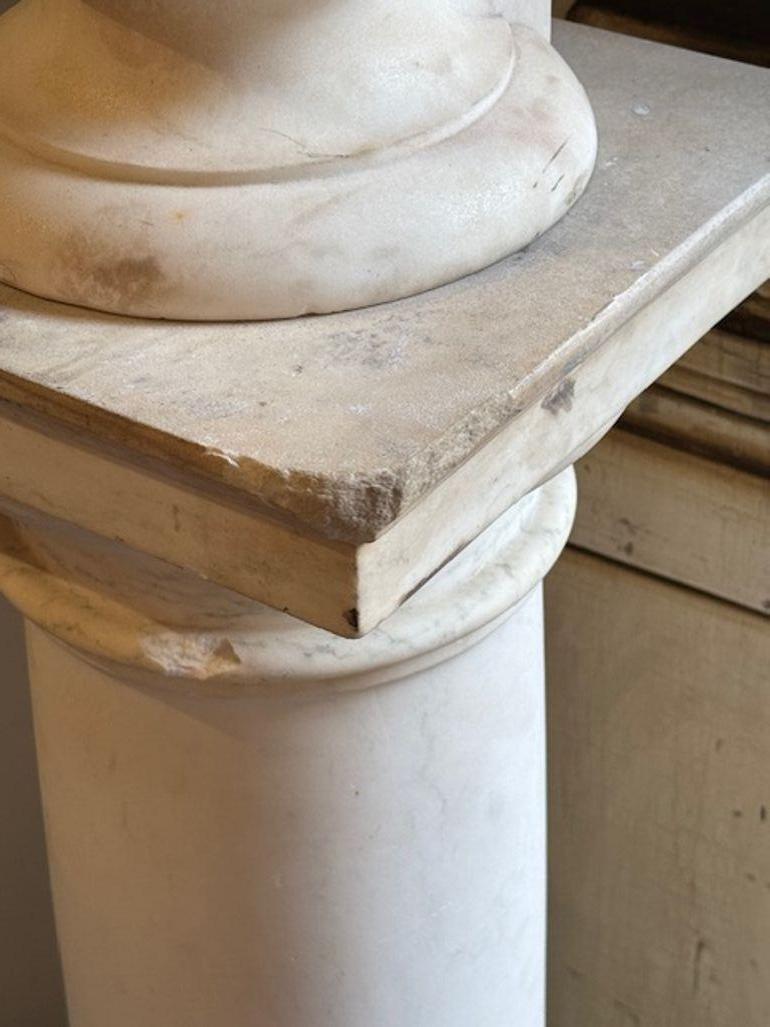 Pair of 19th Century Carrara Marble Busts of Apollo and Diana For Sale 4