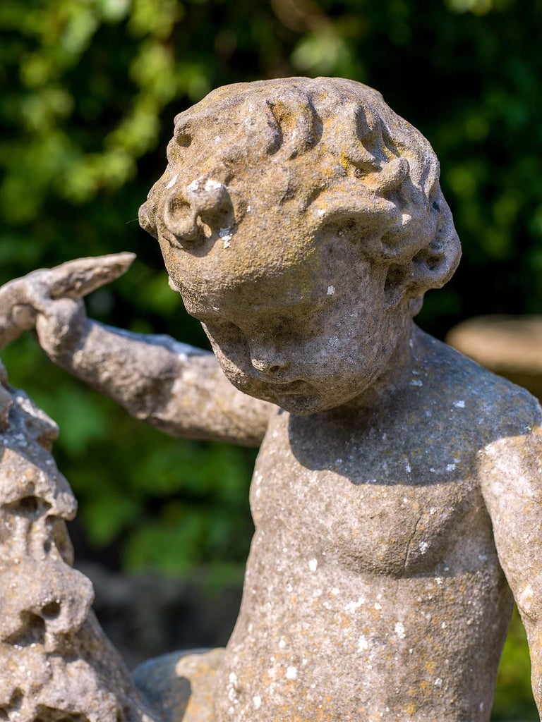 Pair of 19th Century Carrara Marble Italian Garden Sculptures at 1stDibs