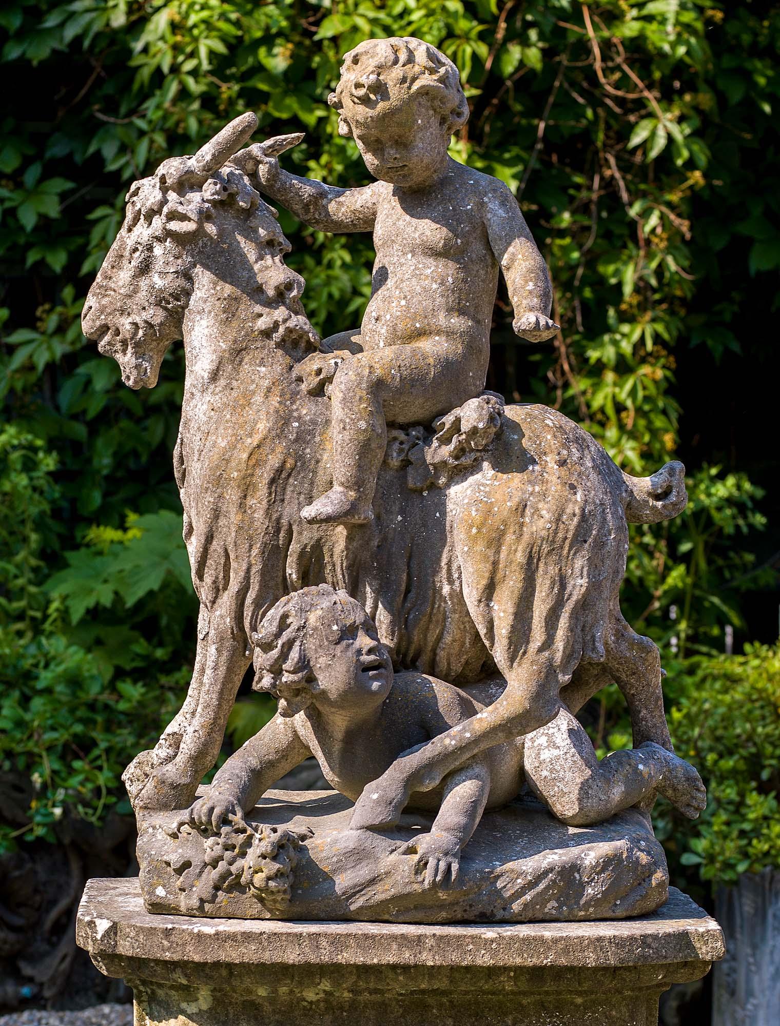 18th Century Pair of 19th Century Carrara Marble Italian Garden Sculptures