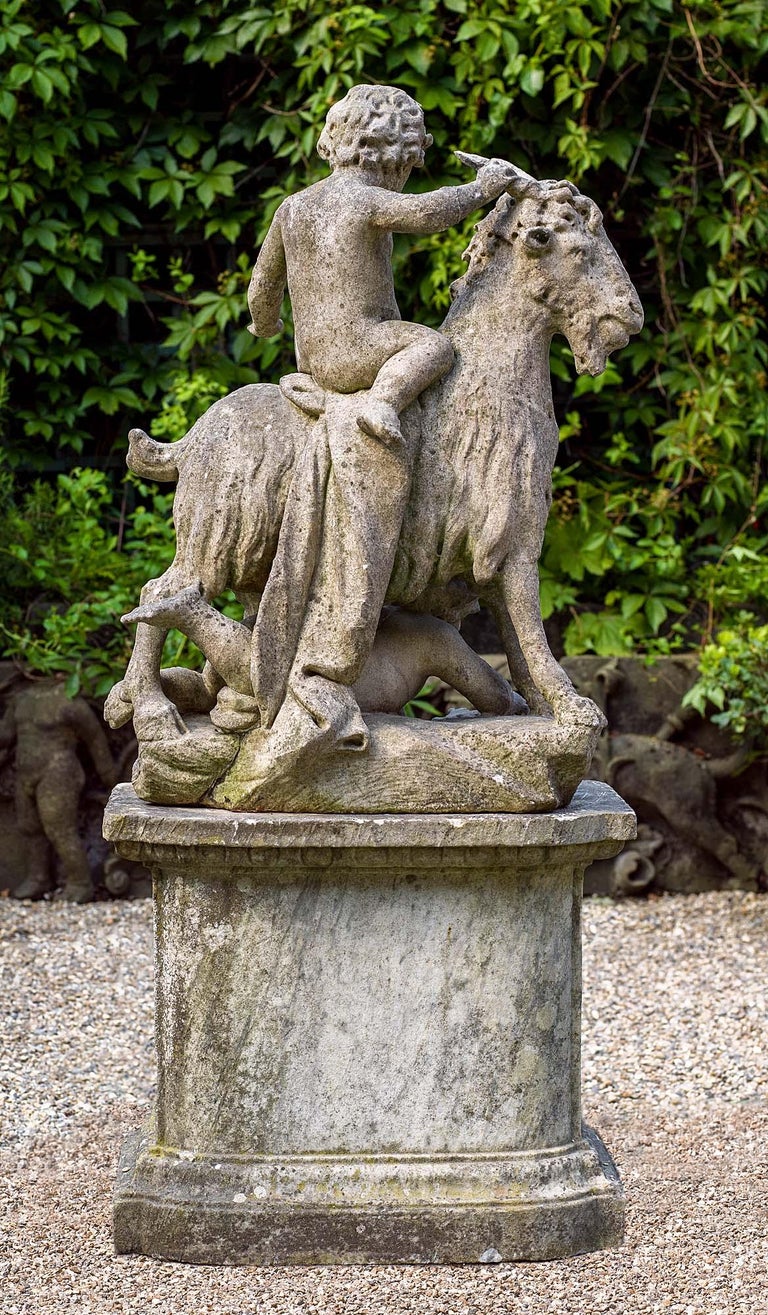 Pair of 19th Century Carrara Marble Italian Garden Sculptures at 1stDibs
